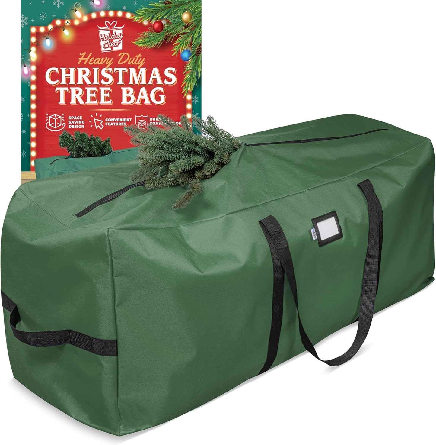 Holiday Cheer Heavy Duty Artificial Christmas Tree Storage Bag Fits Up to 9ft Tall, Waterproof with Durable Handles & Zipper Xmas Tree Storage Bag (RED)