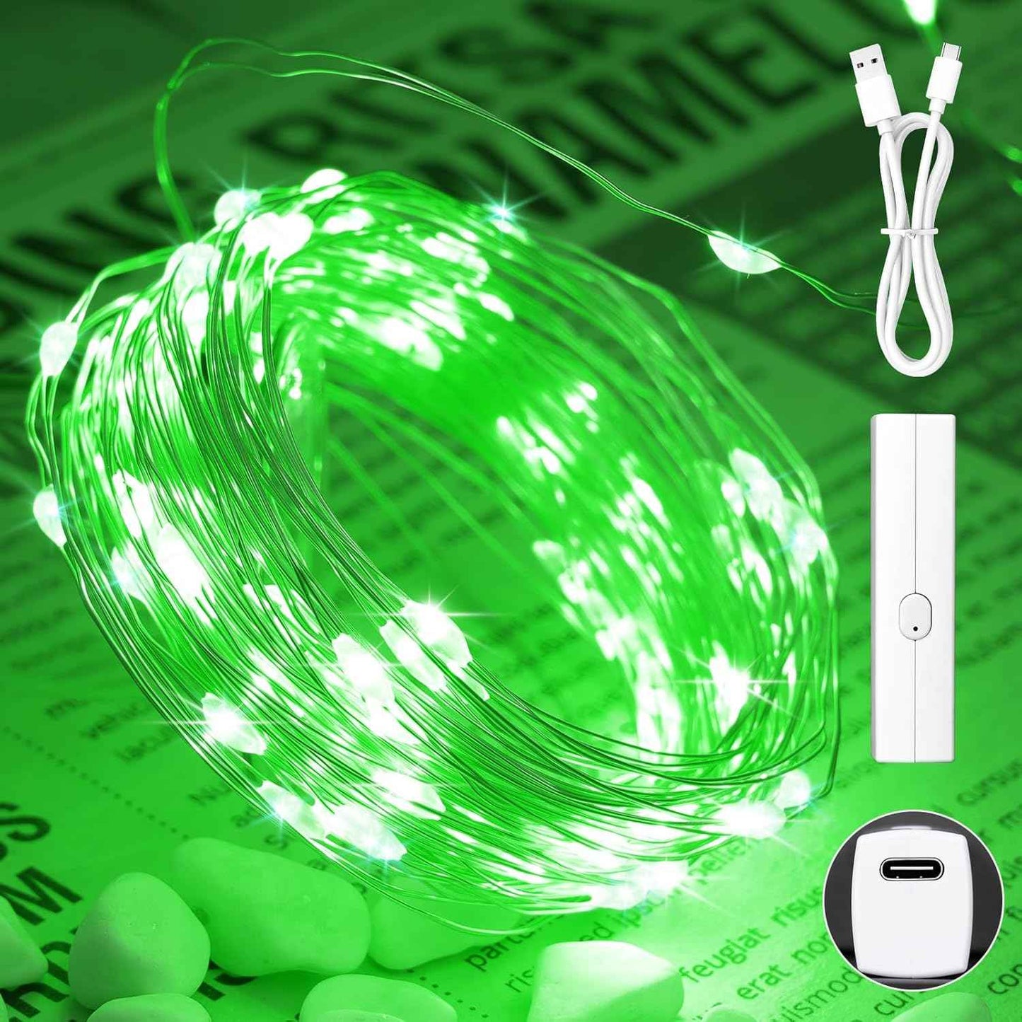 Lakumu LED Fairy Lights Battery Operated, Rechargeable Twinkle Lights with Timer, Mini LED String Lights for Bedroom, Christmas Decorations, Wedding, Centerpiece Table Decor (5M/16FT Warm White)