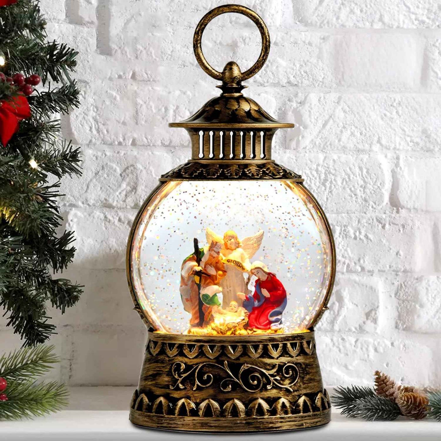 Valentine Day Red Truck Snow Globe Musical Decor,Valentines Day Couple Red Truck Light Up Snow Globe 6H Timer, USB/Battery Operated,Valentines Day Gifts for Her, Teacher, Girls