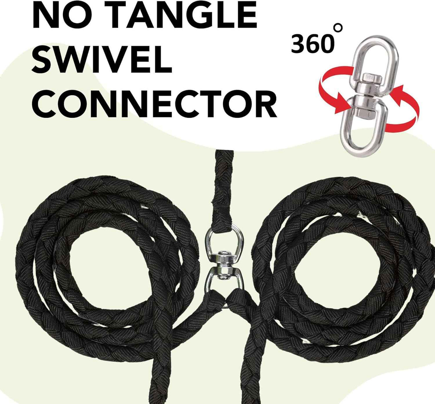 Caldwell's Pet Supply Co. Dual Dog Leash, Double Dog Leash for Two Dogs, Tangle Free, Heavy Duty Double Ended Tandem Leashes with Padded Handle with Tangle-free Swivel, for Small, Medium or Large Dogs