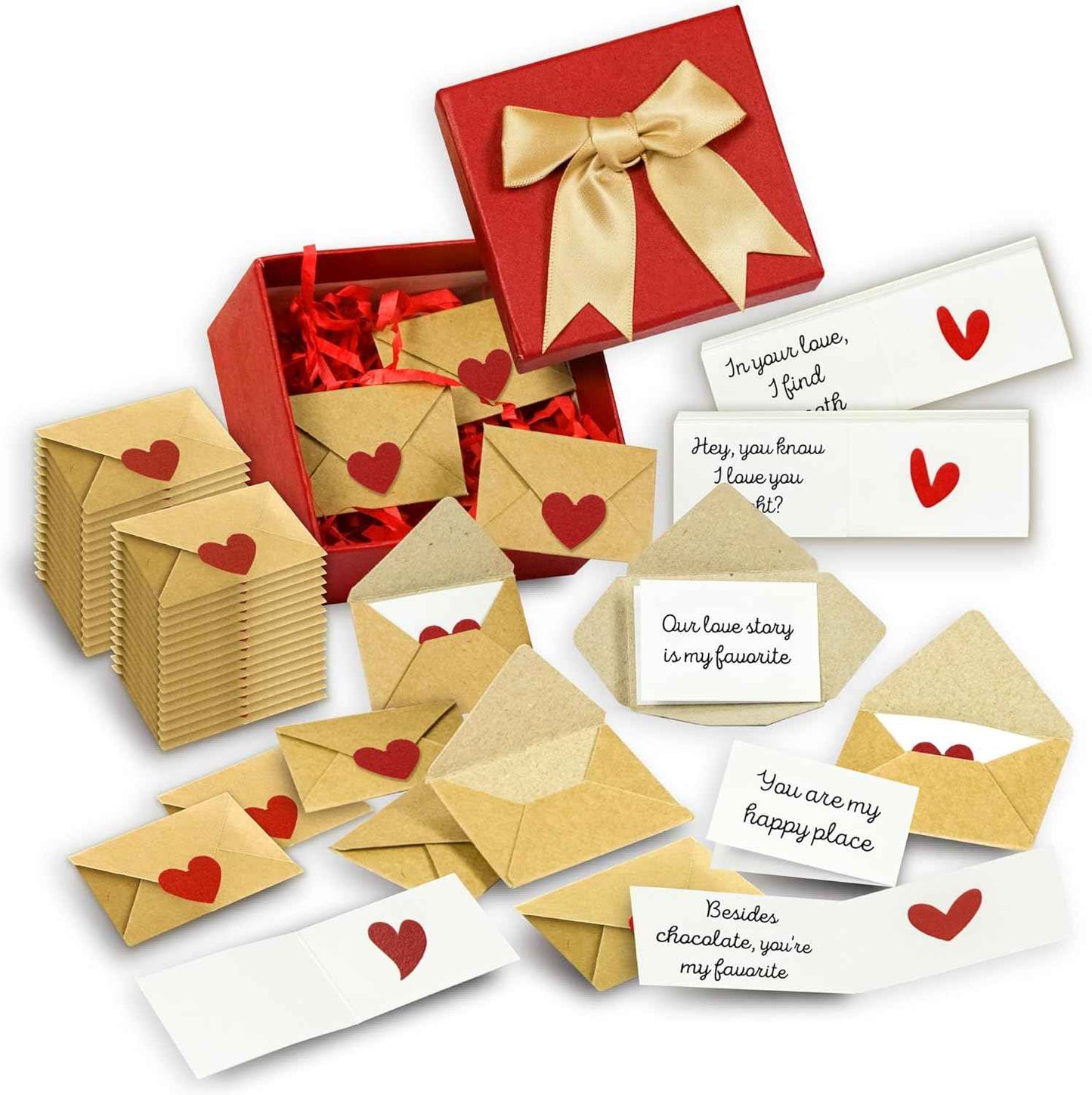 60 Mini Love Notes With Envelopes - Valentines Day Gifts For Him, Her, Boyfriend, Girlfriend - Valentines Gift For Husband, Wife - Anniversary Birthday Christmas I Love You Gifts For Couples