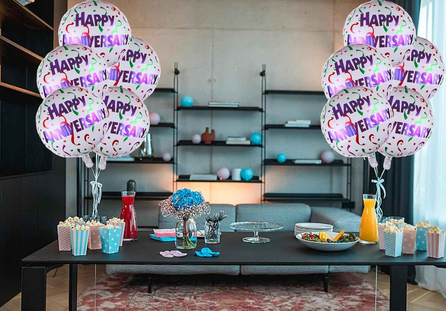 10PCS Happy Anniversary Aluminum Foil Balloons Party Decors Anniversary Balloon Party Supplies for Men Women