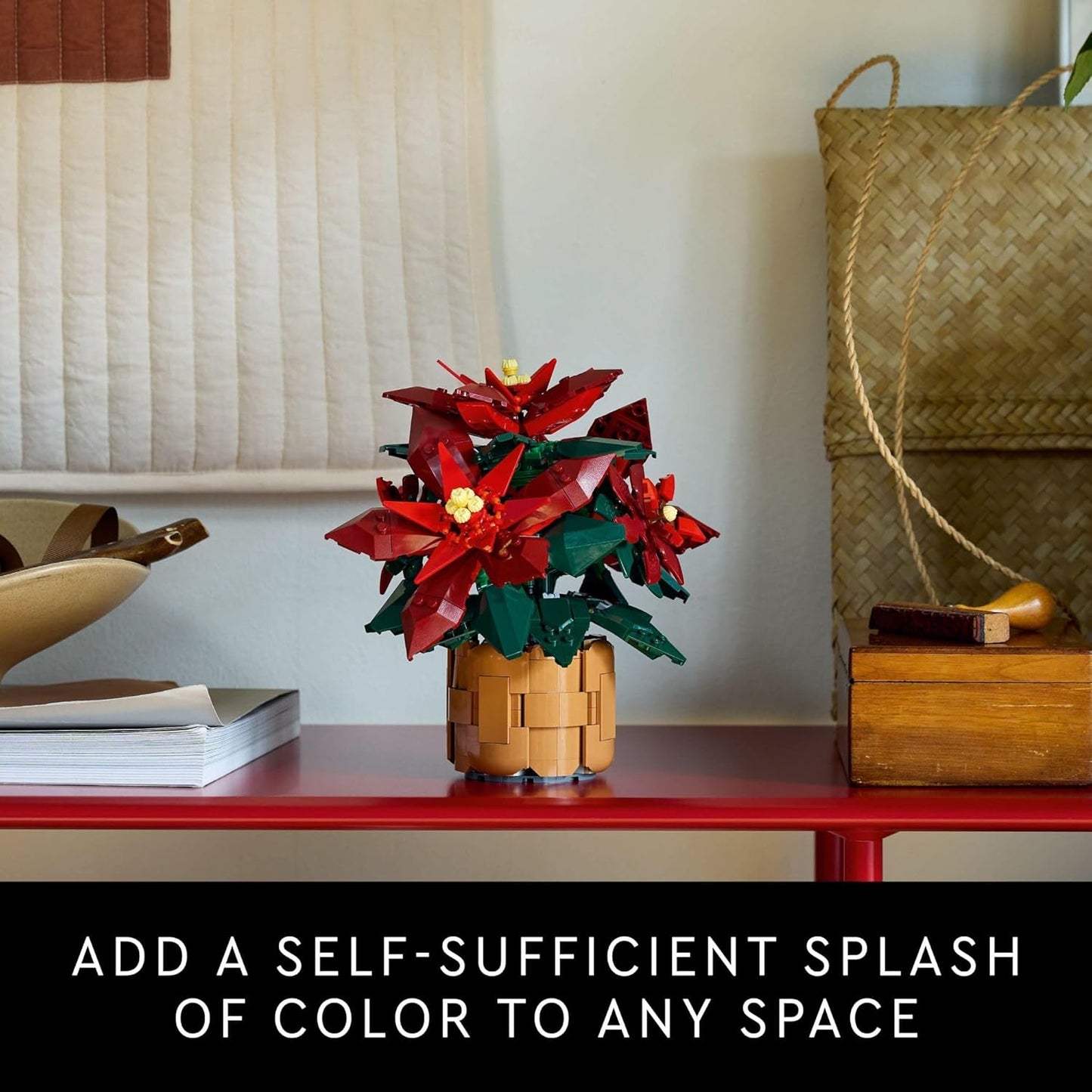 LEGO Icons Poinsettia Building Sets for Adults - Artificial Flowers for Decoration - Christmas Flowers for Table Centerpiece - 10370