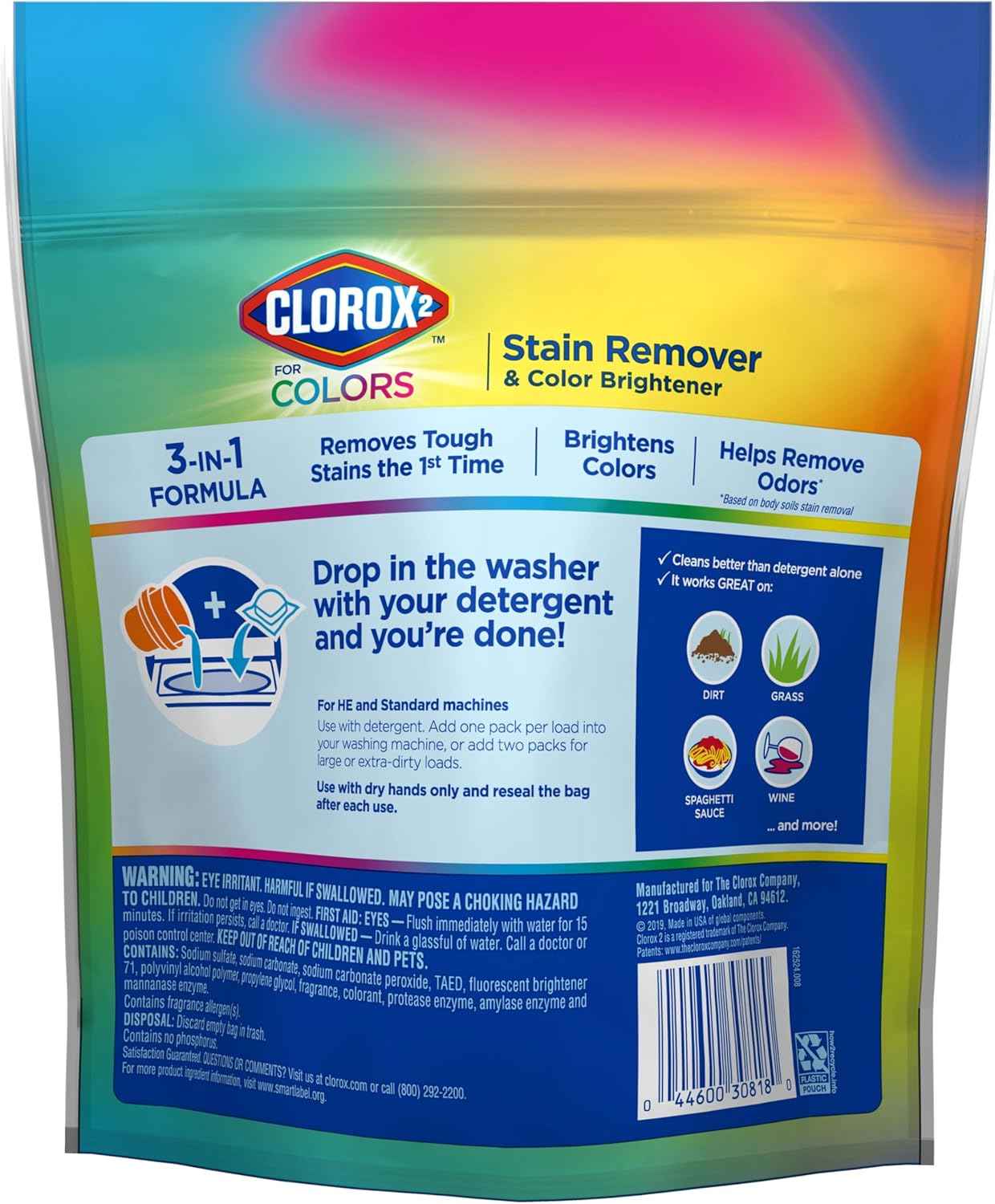 CLOROX 2 for Colors - Stain Remover and Color Brightener Packs, 40 Count (Packaging May Vary)