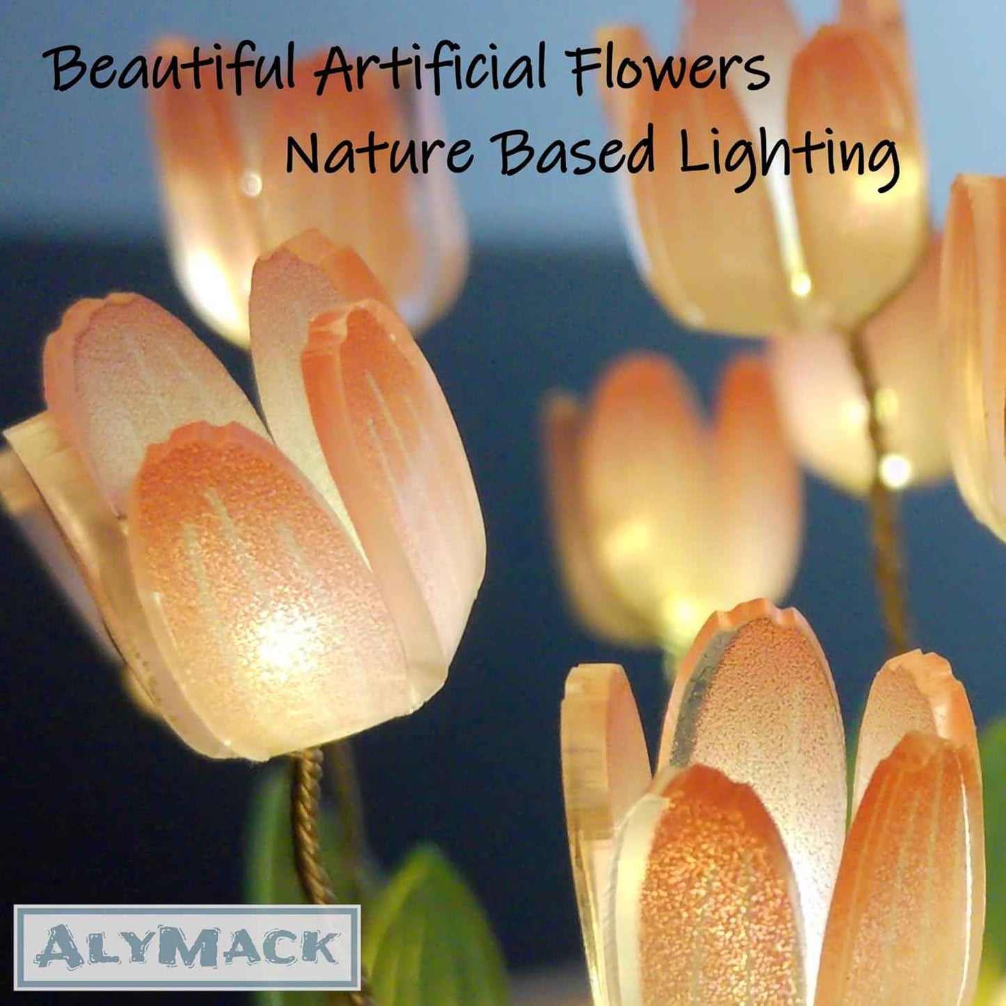 Tulip Lamp Glass Globe - Illuminated Flower Lamp with Glowing Blooms on Wooden Base - Battery-Powered Decorative Night Light for Bedroom, Living Room & Home Decor | Tulip and Rose Infinity Mirror, Gift for Women or Girl, Fully Assembled, in a Glass, Cuten