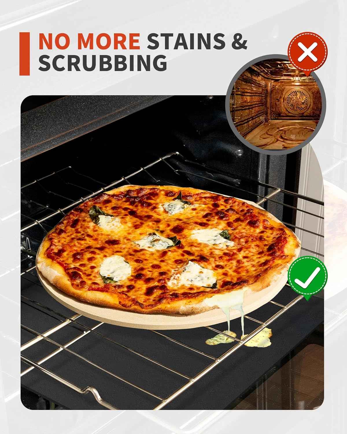 3 Pack Oven Liners for Bottom of Oven, 17x25" Large Heavy Duty Non-Stick Reusable Oven Mat for Electric, Gas, Toaster & Convection Ovens - BPA & PFOA Free, Dishwasher Safe, Kitchen Essentials, Black