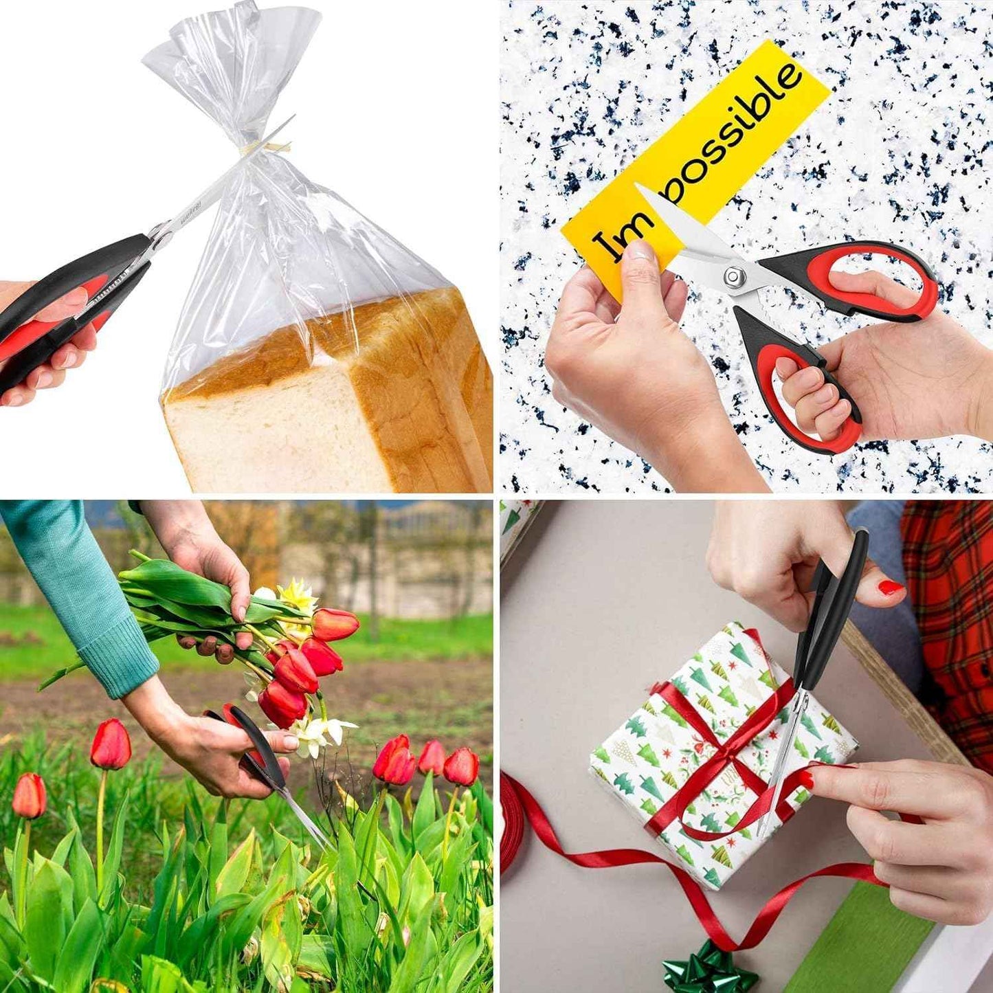 iBayam 3-Pack 8.5"Kitchen Scissors All Purpose Heavy Duty with Protective Sheath, Soft Grip Comfort Handle, Dishwasher Safe Kitchen Utensils Gadgets Set, Stainless Cooking Meat Poultry Food Shears