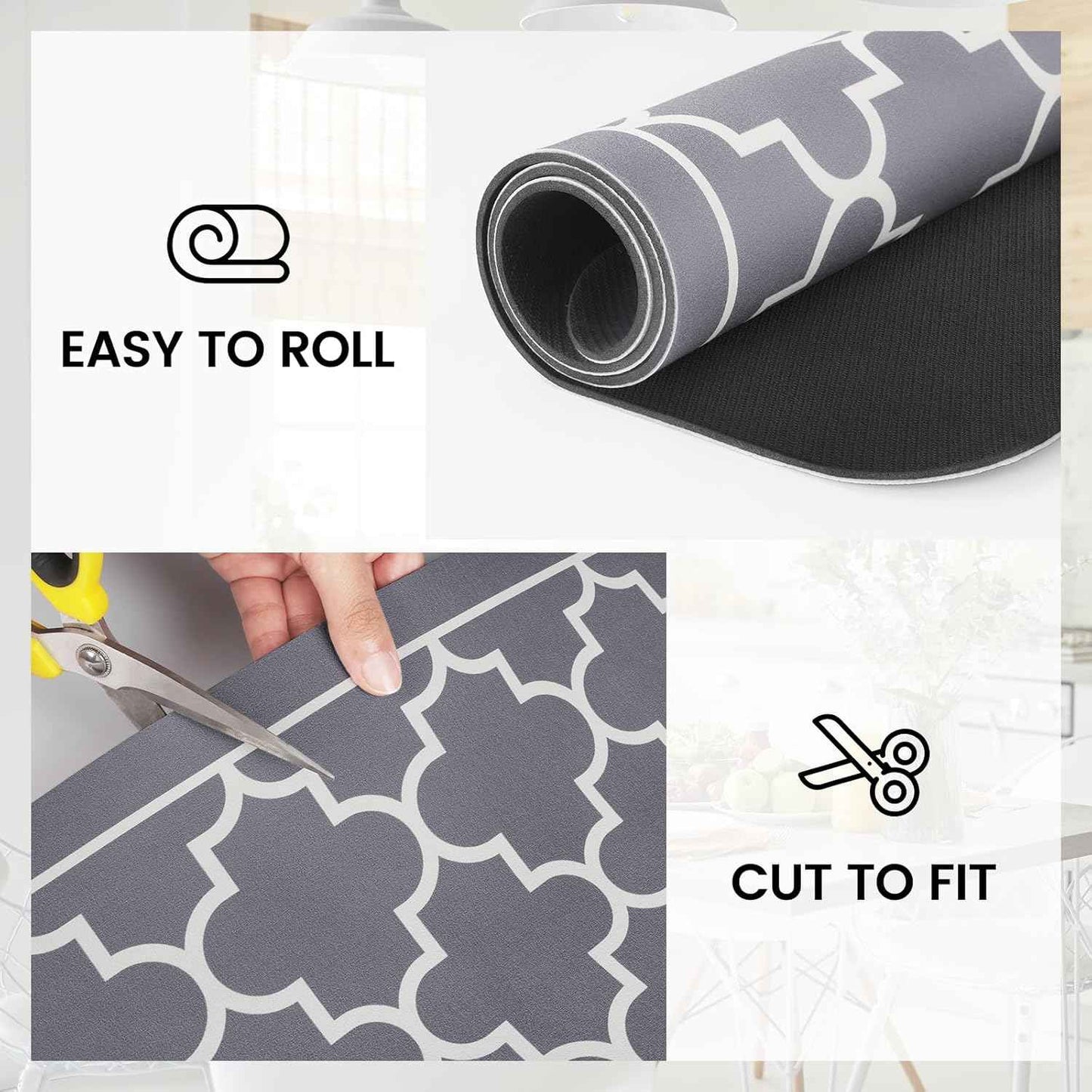 WISELIFE Dish Drying Mat Super Absorbent Drying Mat Large Dish Drying Mats for Kitchen Counter Easy Clean Dish Mat Kitchen Drying Mat15"x 18" Stylish Grey