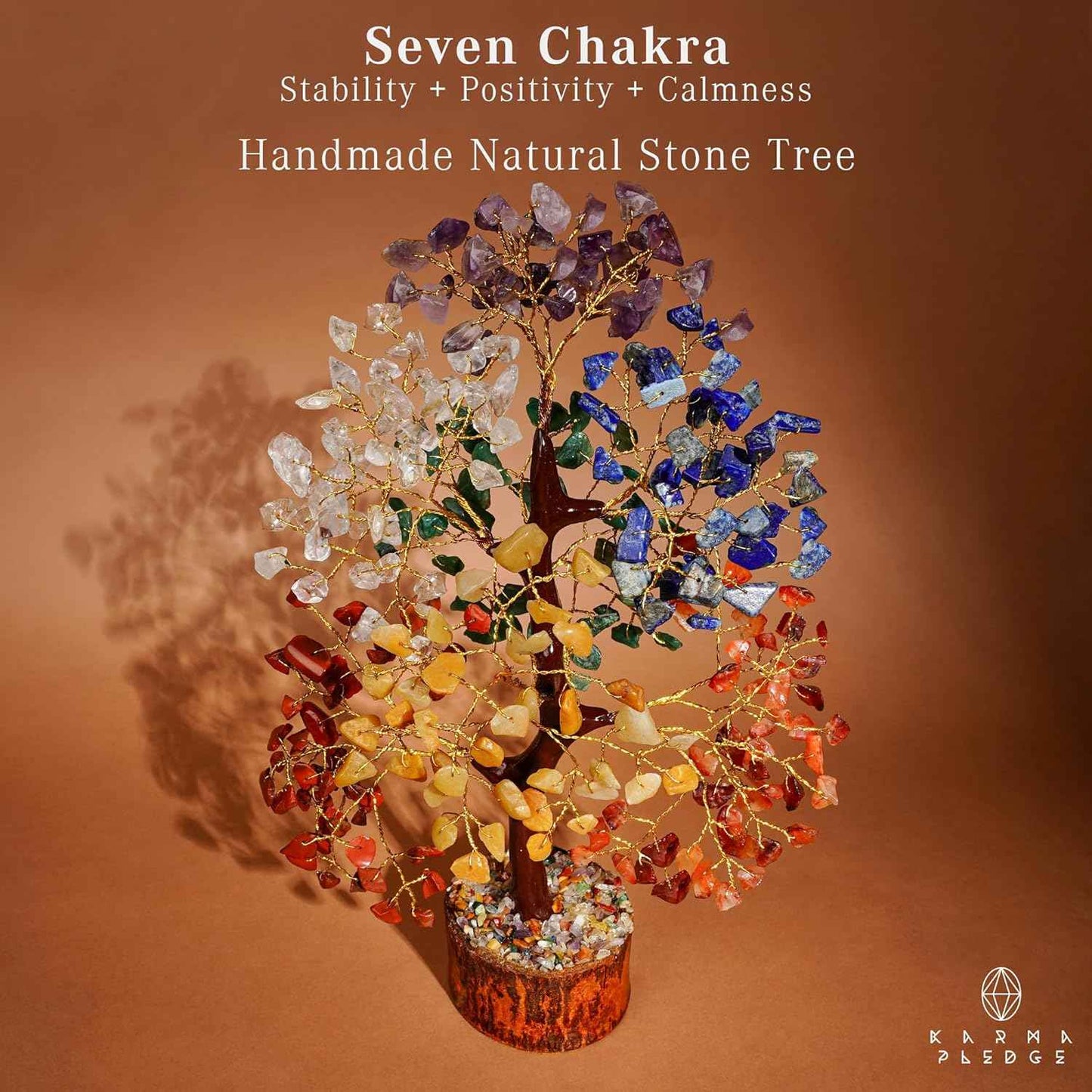 Crystal Tree of Life 7 Chakra Healing Crystals Trees for Home Decor, Office Desk Decor, Boho Decor, Handmade Bonsai Trees for Positive Energy, Money, Good Luck Birthday Gifts for Women, Mom