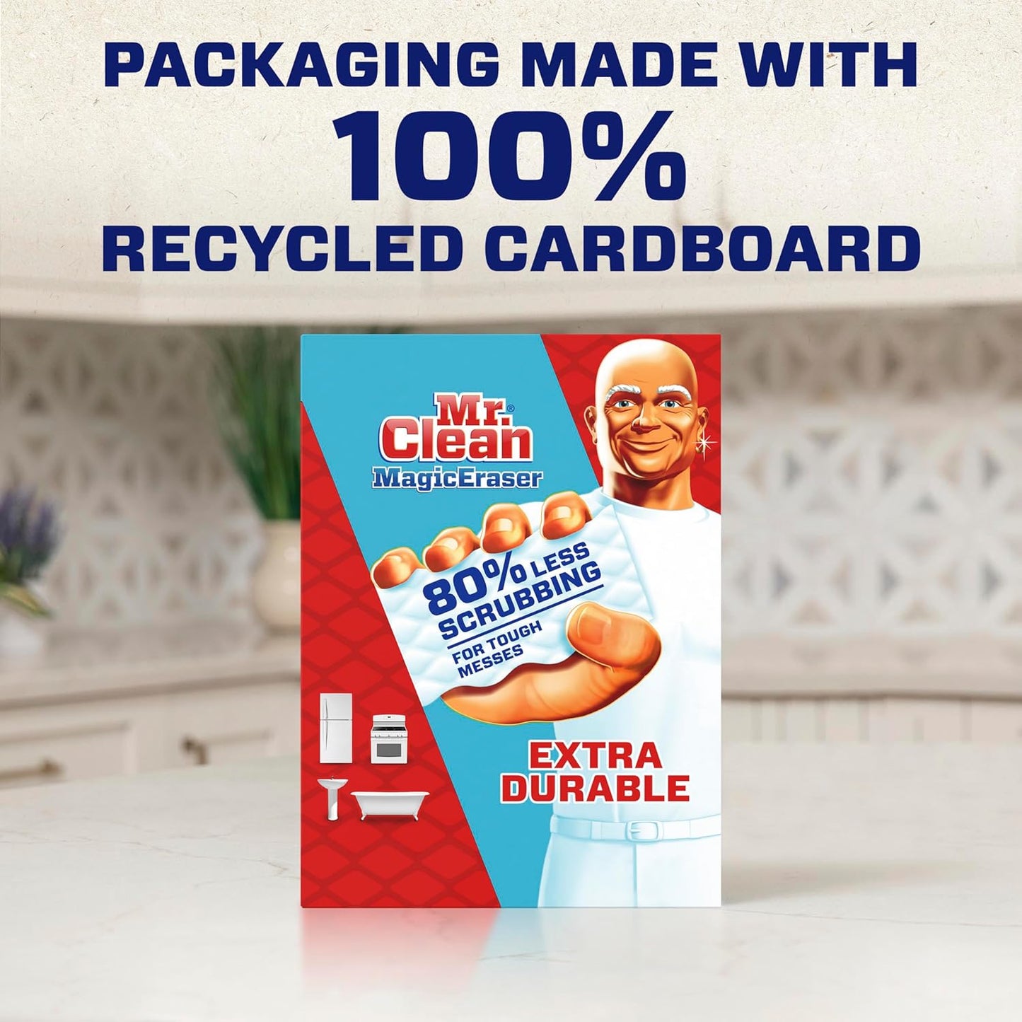 Mr. Clean Magic Eraser, Extra Durable, Multi Purpose Cleaner, Shoe, Bathroom, Shower, and Car Window and Windshield Cleaner, Cleaning Pads, 10 Count - Rayz Mart