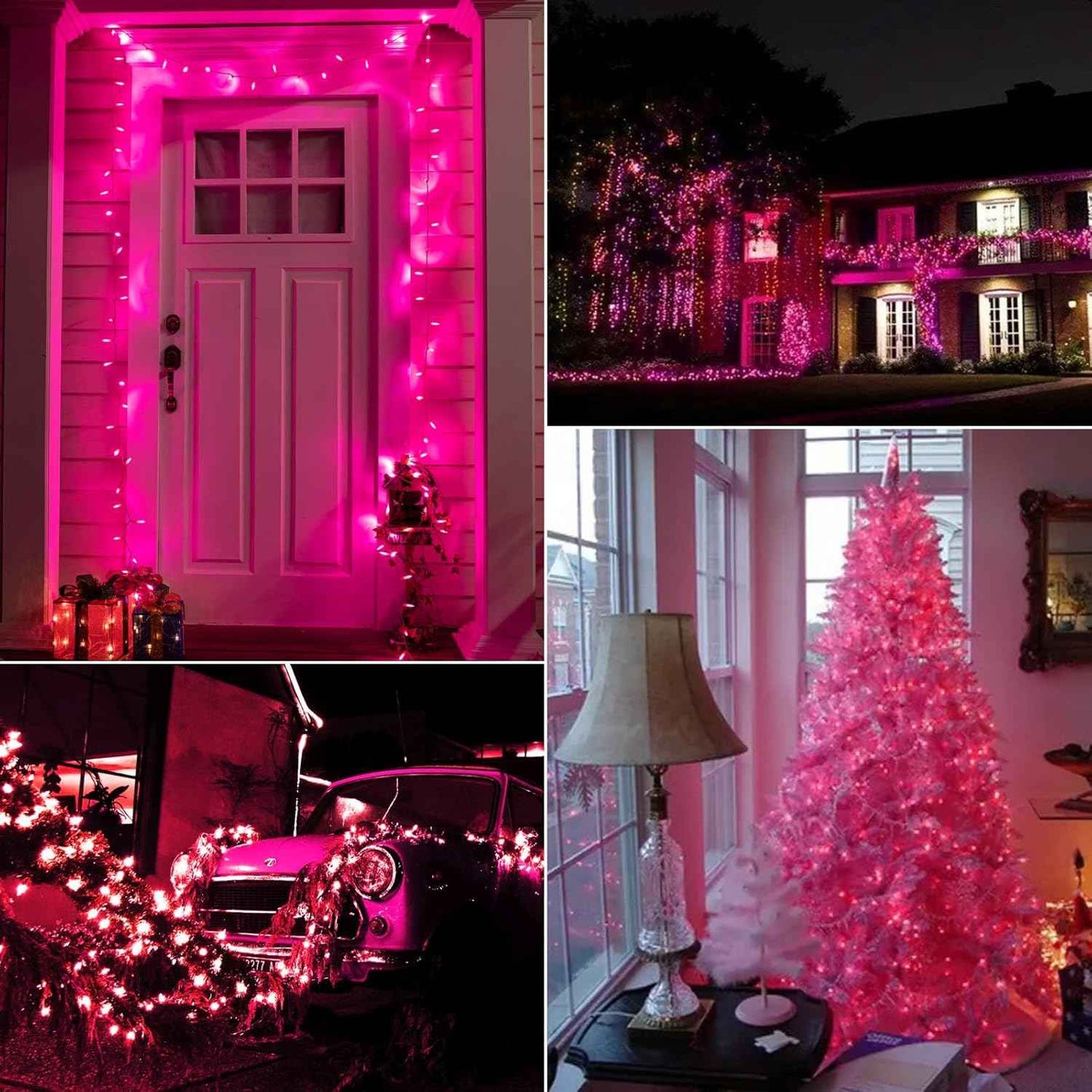 Minetom Pink Mini Christmas Lights - 39 Feet 100 LED Fairy String Lights with 8 Lighting Modes Waterproof Connectable for Indoor Outdoor Xmas Tree Garland Wreath Holiday Valentine's Day Decoration