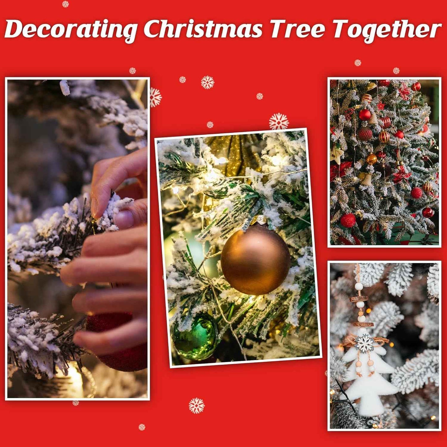 Snow Flocking Powder, 2 lbs Self-Adhesive Snow Flock for Christmas Decorations, Christmas Tree Decor Snow, Fake White Snow Flock for Winter Xmas Artificial Tree Wreath Garland Crafts Home Display