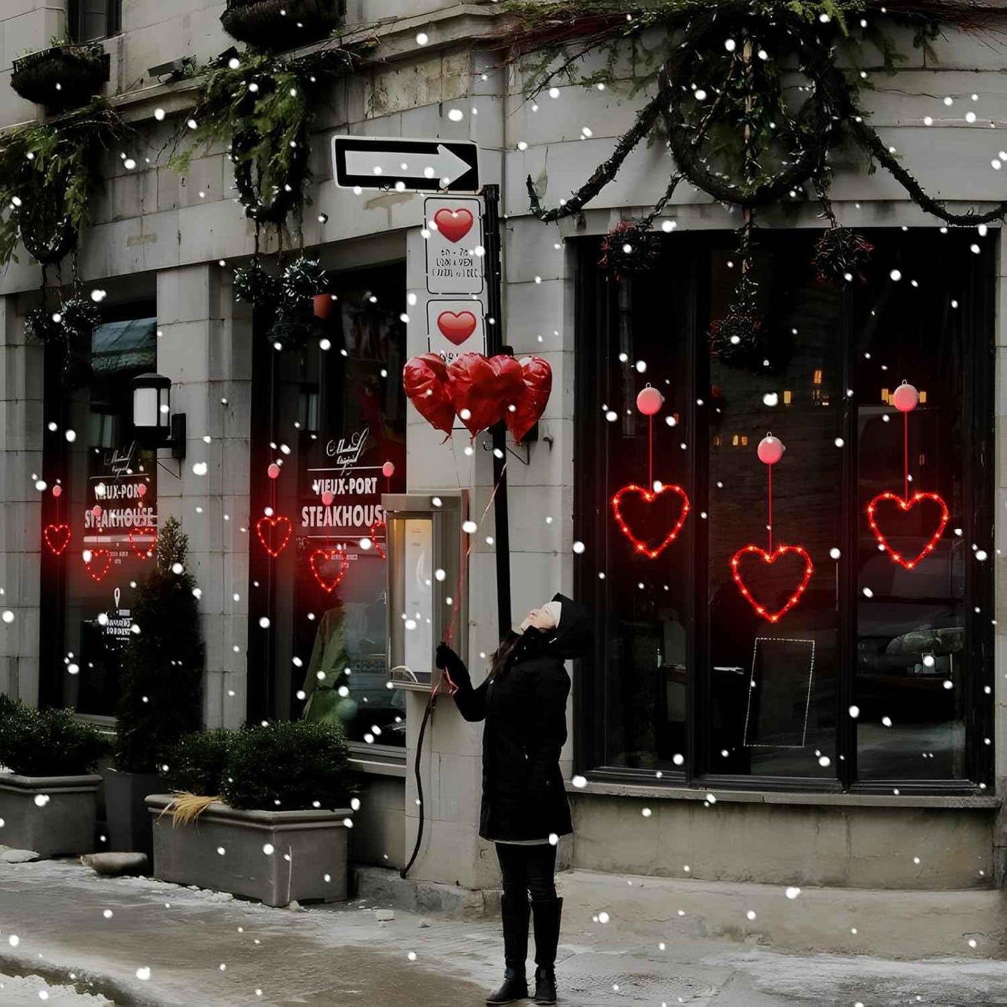 3 Pack Valentines Day Window Lights Decorations with Timer, Battery Powered Hanging Red Lighted Heart Shaped Silhouette Sucker LED Lamp for Fireplace Indoor Home Decor