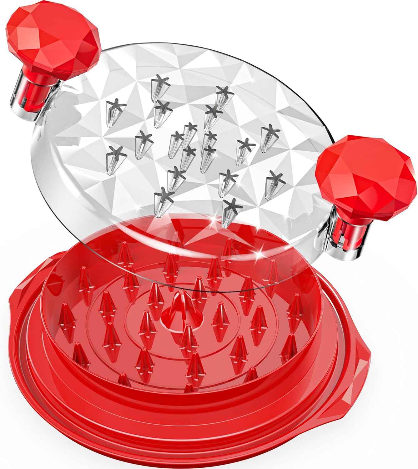 Chicken Shredder with Brush Chicken Shredder Tool Twist Stable Anti-Slip BPA Free Meat Shredder Tool Twist Ergonomic Handle Meat Grinder Dishwasher-safe Transparent Lid Black