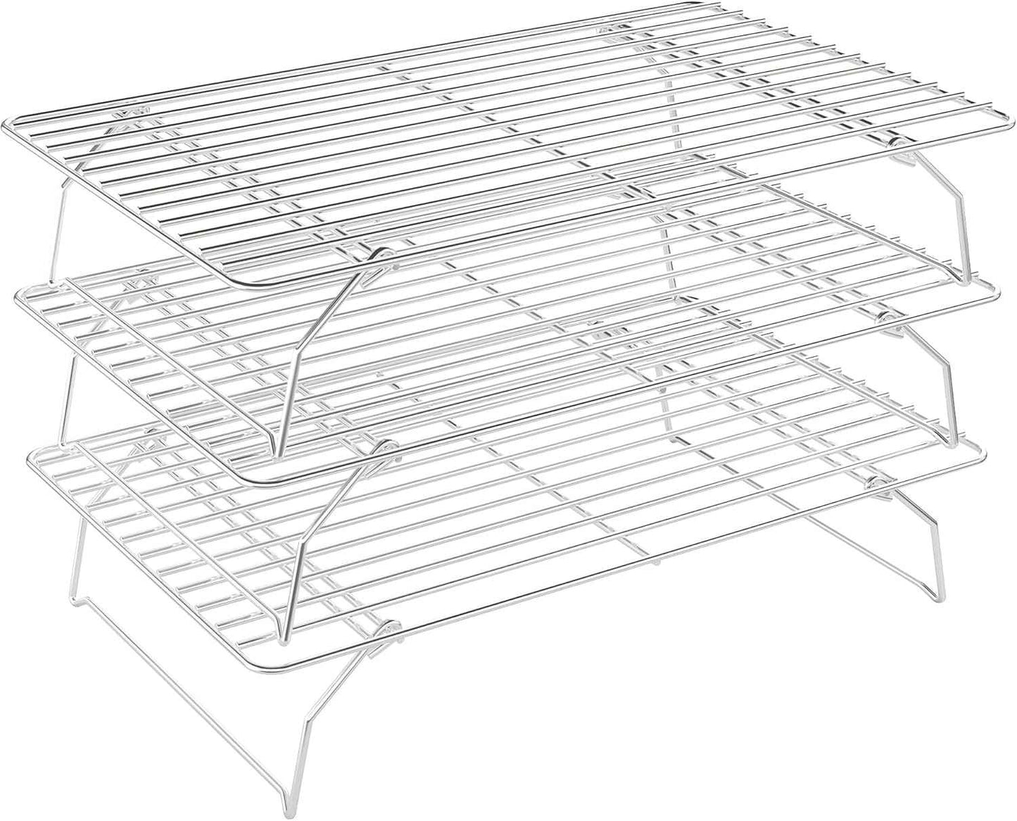 2PCS Cooling Racks for Cooking and Baking - 10" x 15"Heavy Duty Stainless Steel Wire Rack for Baking, Grilling, Roasting - Oven & Dishwasher Safe - Fits Jelly Roll Sheet Pan-Silver