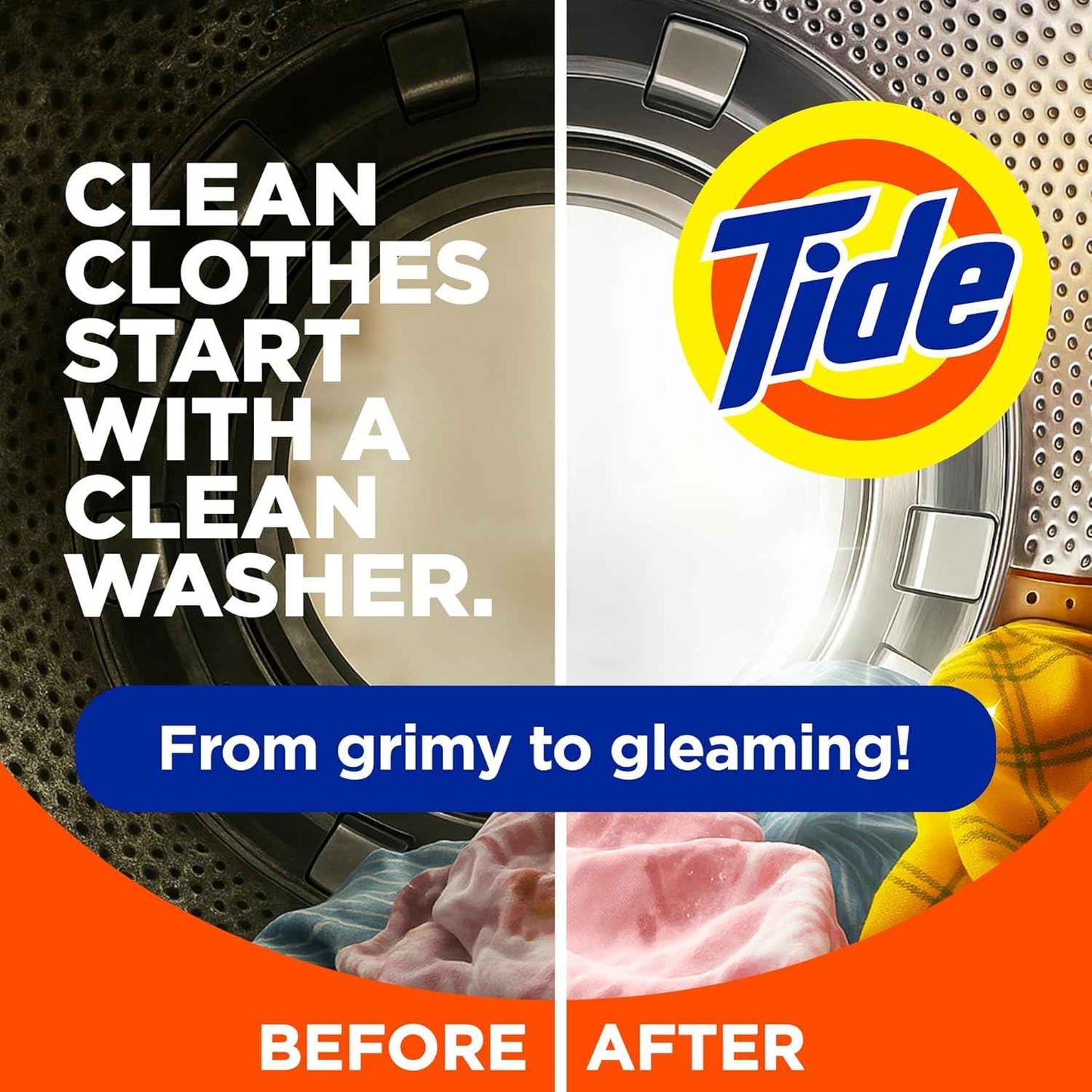 Washing Machine Cleaner by Tide, Washer Machine Cleaner with Oxi for Front and Top Loader Washer Machines, Deep Cleaning Residue & Odor Eliminator, 7 Month Supply