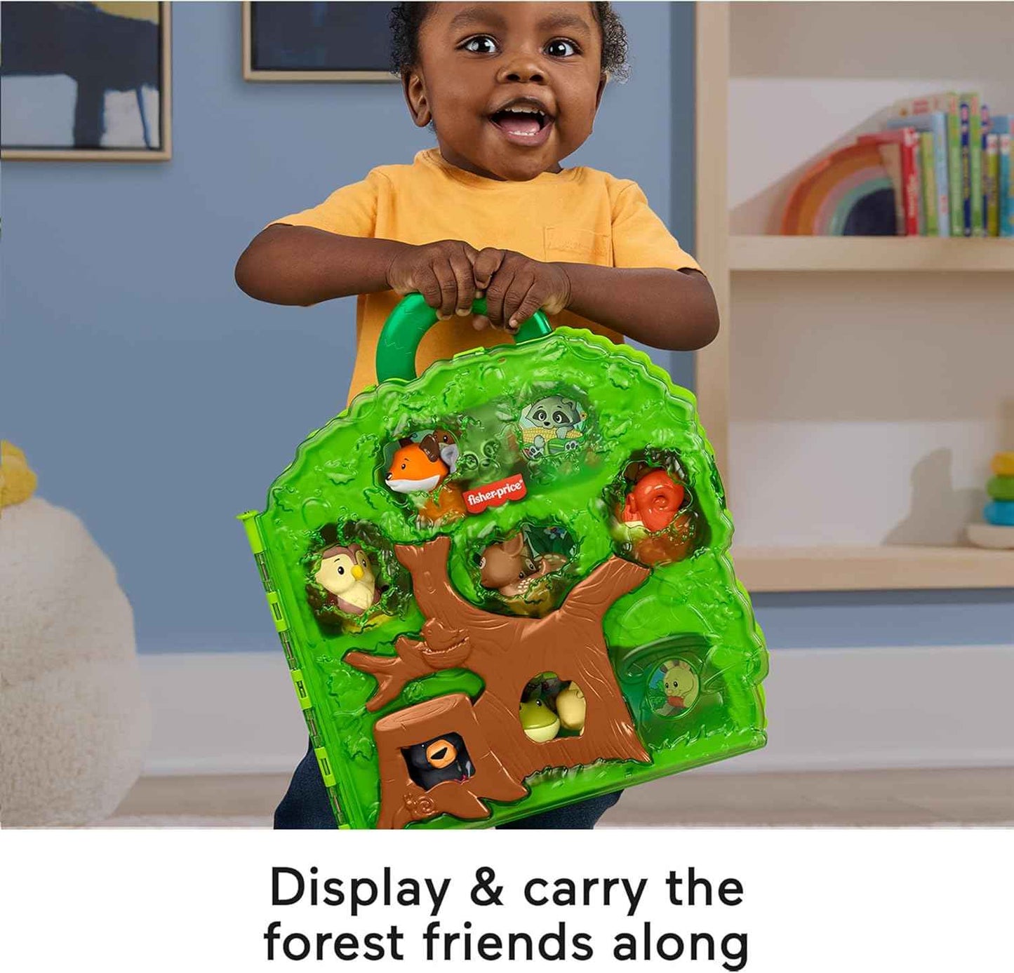 Fisher-Price Little People Toddler Toy Forest Friends Carry Case Playset with Animal Figures for Pretend Play Kids Ages 1+ Years