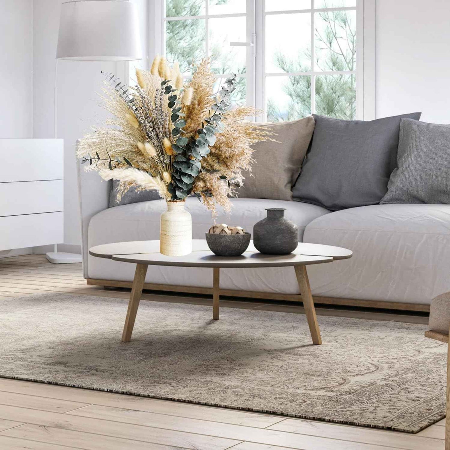 Green Pampas Grass Boho Bouquet – Exquisite Lavender and Eucalyptus Dried Flower Arrangements for Western Boho Decor – Rustic Flowers for Your Bohemian Home, Bedroom, and Wedding Table Décor