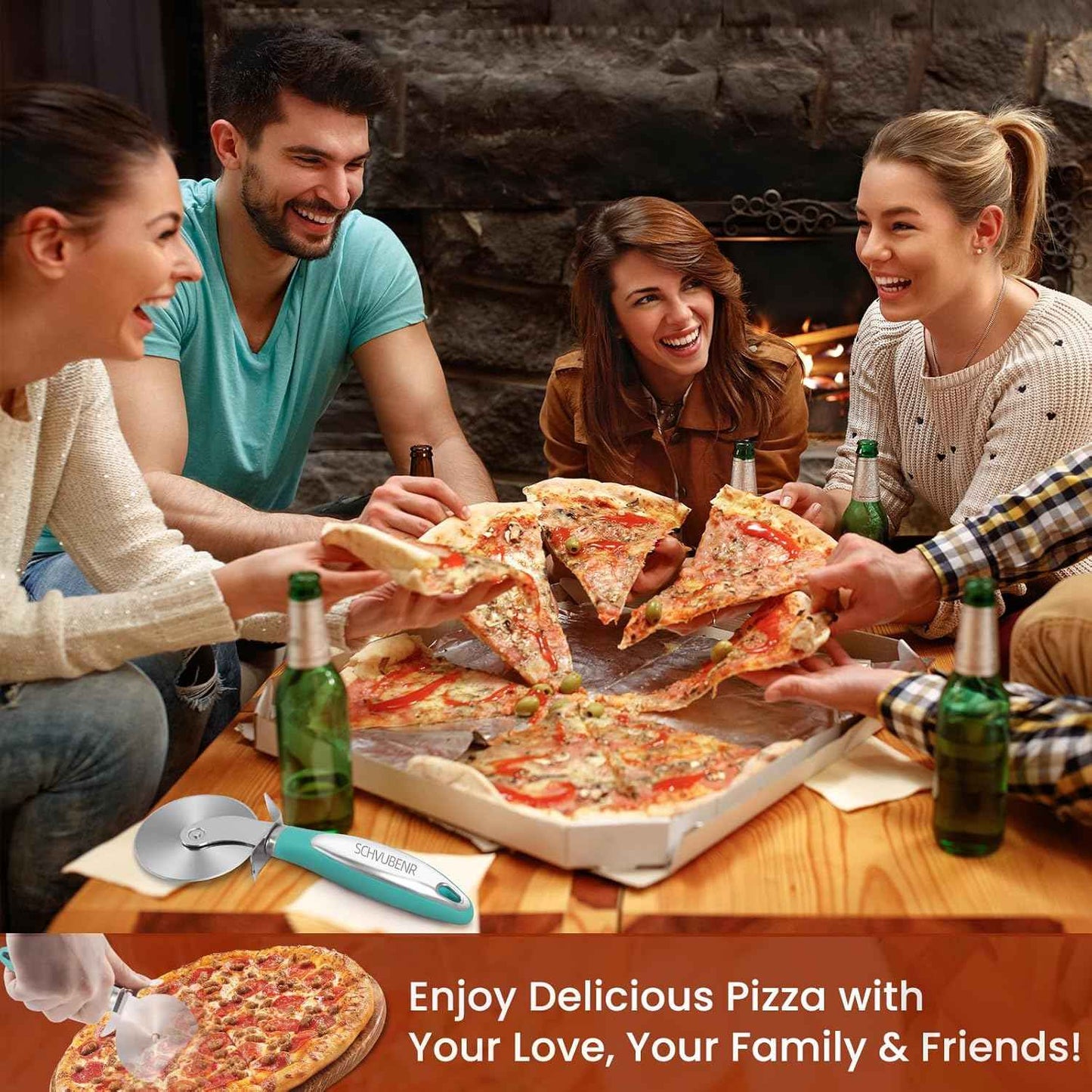 Premium Ultra Sharp Stainless Steel Pizza Cutter Wheel with Non-Slip Soft Grip Handle