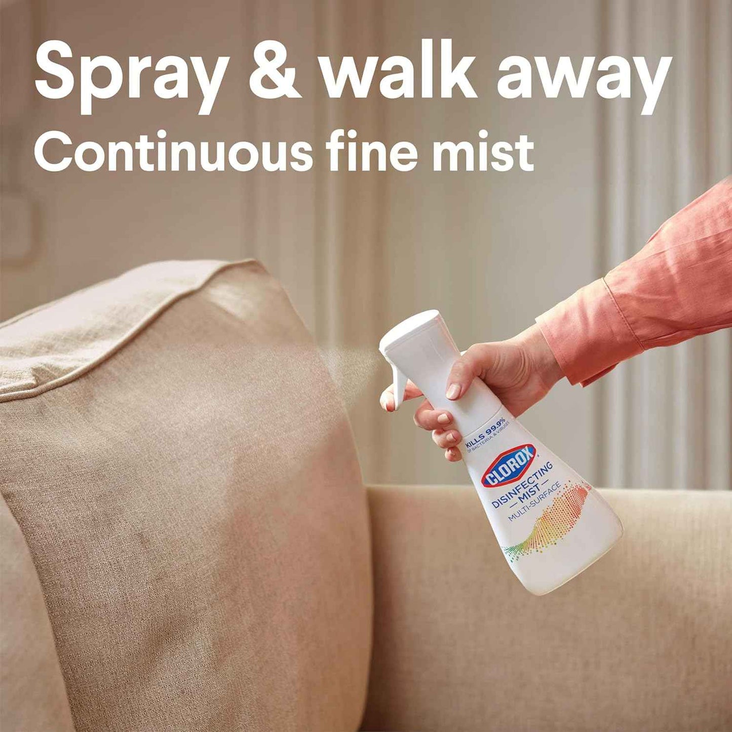Clorox Disinfecting Mist, Eucalyptus Peppermint, Household Essentials, 1 Spray and 1 Refill, 16 oz Each