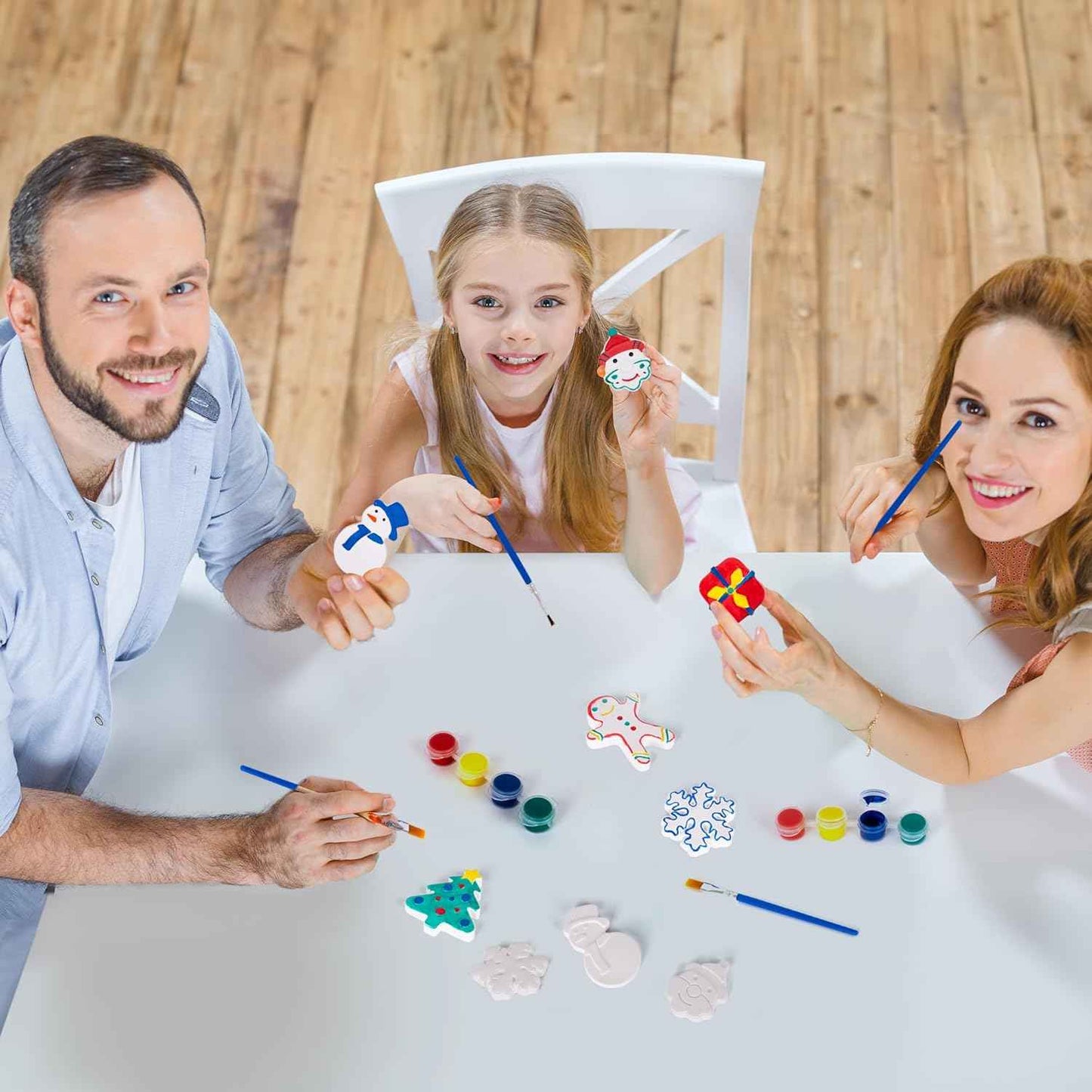 ArtCreativity Christmas Ceramic Painting Kit for Kids - 6 Ceramic Figures, 2 Paint Sets, and 2 Brushes - DIY Christmas Painting Crafts for Toddlers 3 4 5 6 7 8 - Kidsβ Paint Activity Set