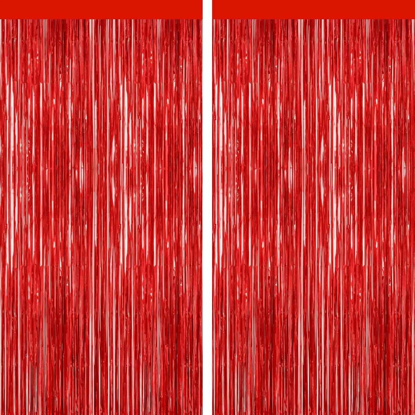 GCB 2Pack Black Metallic Tinsel Foil Fringe Curtains, Black Foil Curtain Backdrop, Photo Booth Props for Birthday Wedding Baby Shower Bachelorette Xmas Celebration Party Decorations Door Streamers