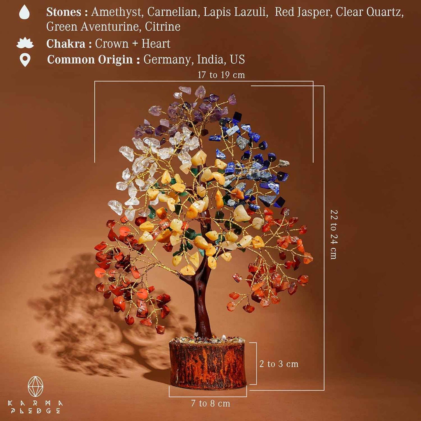 Crystal Tree of Life 7 Chakra Healing Crystals Trees for Home Decor, Office Desk Decor, Boho Decor, Handmade Bonsai Trees for Positive Energy, Money, Good Luck Birthday Gifts for Women, Mom