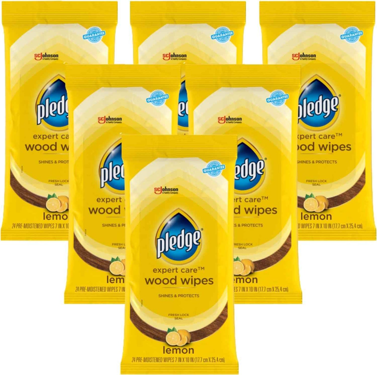 Pledge Expert Care Enhancing Wood Wipes, Lemon Scent, 24 Count
