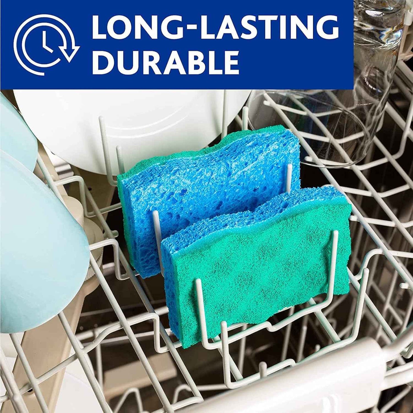 O-Cedar Scrunge Non-Scratch Scrub Sponge (Pack of 6) Multi-Use, All-Purpose, Odor-Resistant, Scrubbing Sponge Safely Cleans All Hard Surfaces in Kitchen and Bathroom