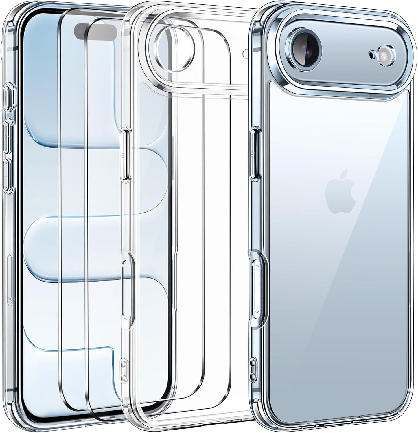ivoler 3-in-1 Clear Case Designed for iPhone 17 Pro Max 6.9'' 2025 with 2 Pack Tempered Glass Screen Protector Full Camera Protection, Military Shockproof Hard Back Slim for 17 Pro Max Cover - Clear - Rayz Mart