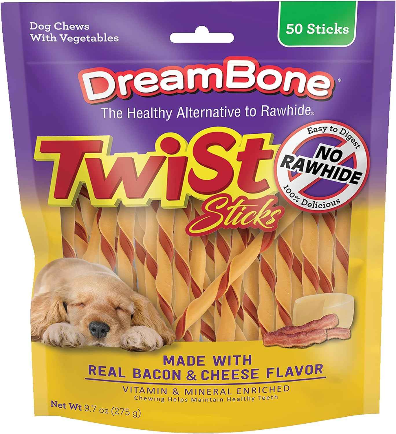 DreamBone Twist Sticks, Made With Real Chicken, Rawhide-Free Chews for Dogs, 50 Count