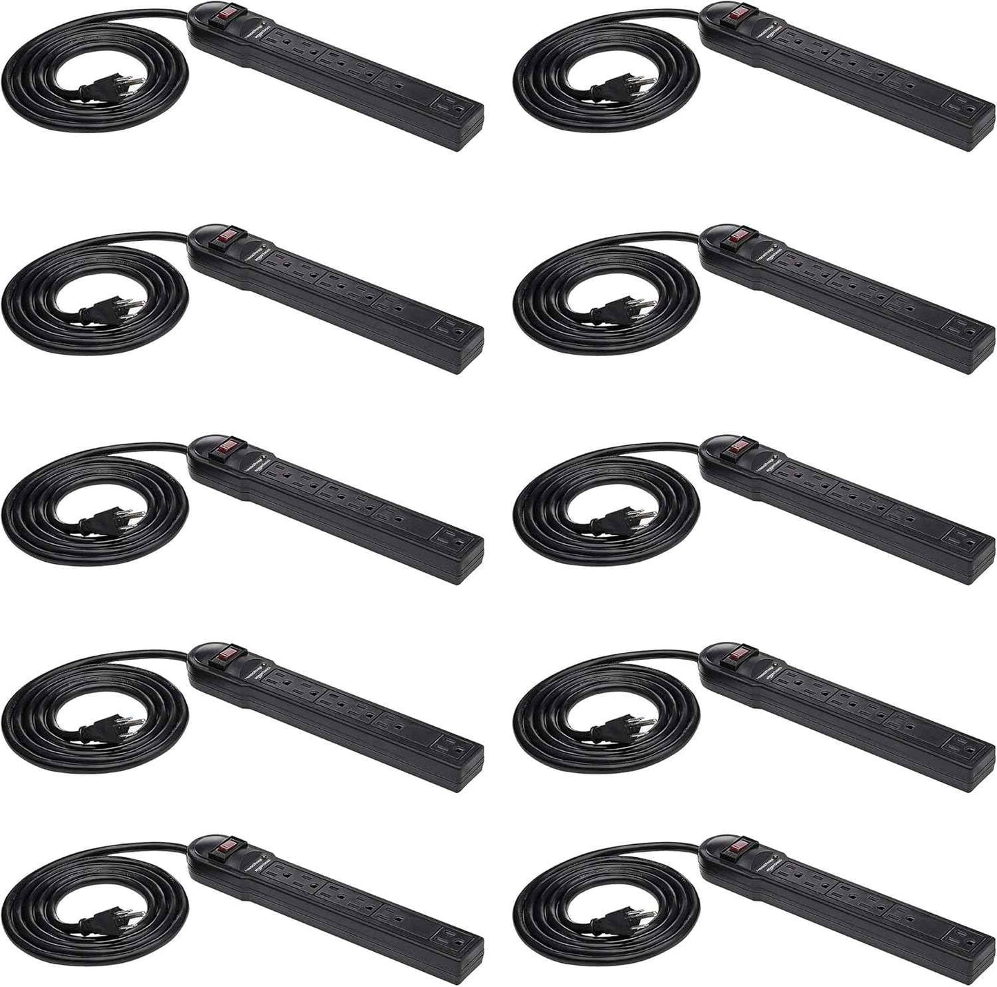 Amazon Basics Surge Protector Power Strip, 6-Outlet, 790 Joules, LED Indicator, 6ft Extension Cord, White