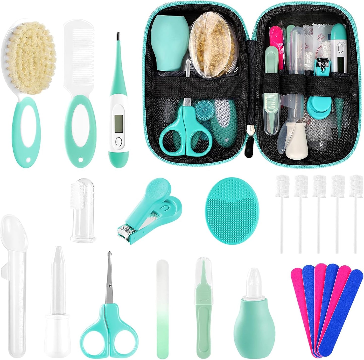 Baby Healthcare and Grooming Kit for Newborn Kids, 24PCS Upgraded Safety Baby Care Kit, Newborn Nursery Health Care Set, Baby Care Product (Grey White)