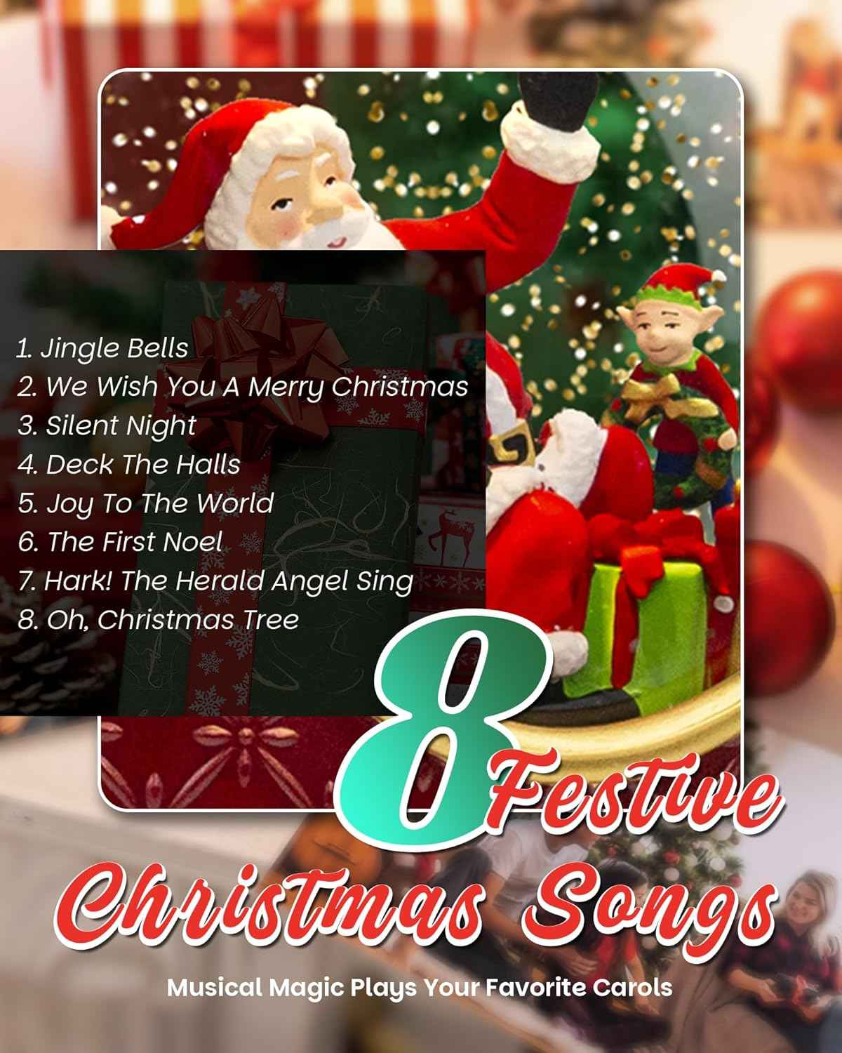 Christmas Santa Snow Globe Light up Lantern with 8 Songs, 9.17" Red Christmas Snow Globes for Kids Adults, 6H Timer & Dual Power, Snowglobes Christmas Decorations Indoor, Gifts for Women Men