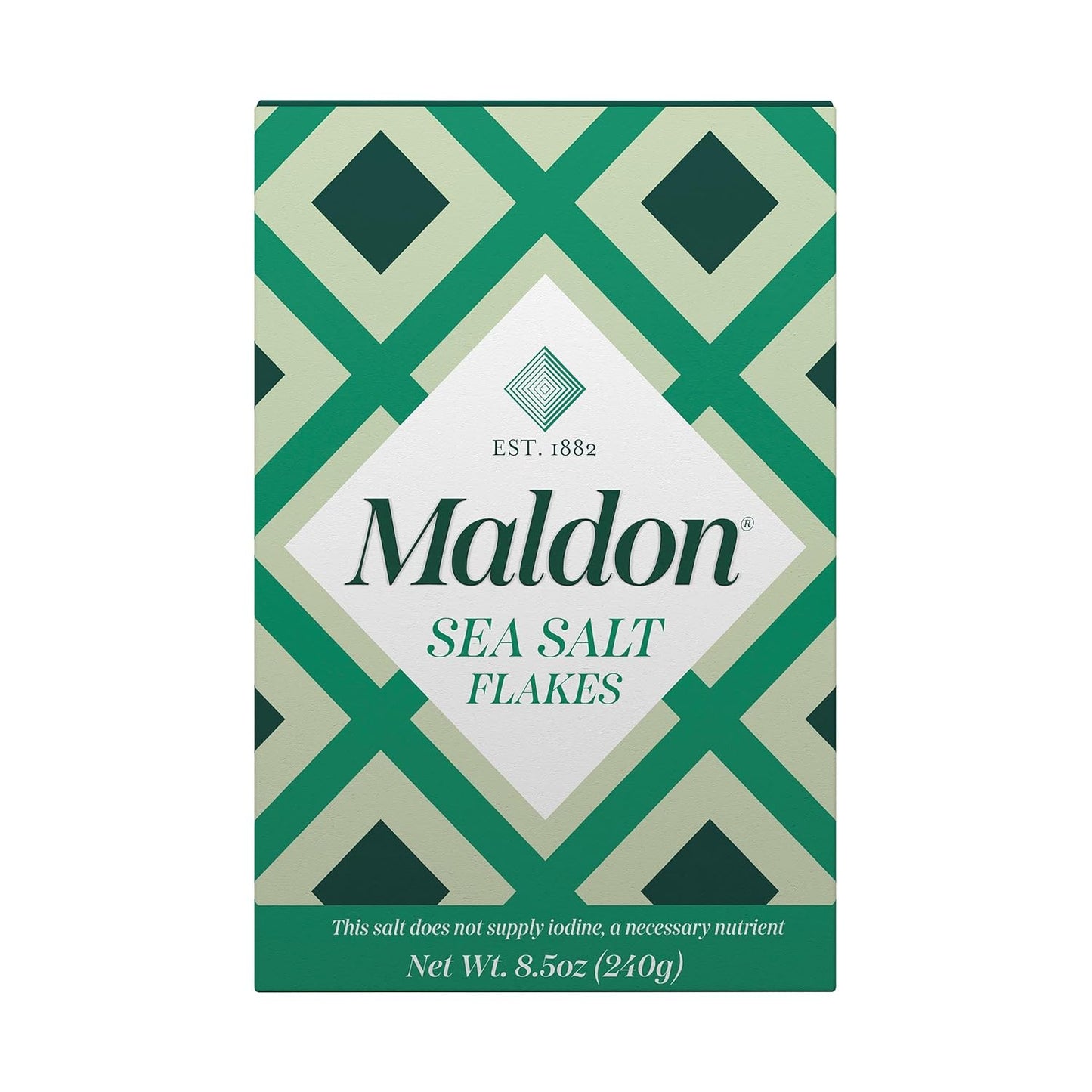 Maldon Salt, Sea Salt Flakes, 8.5 oz (240 g), Kosher, Natural, Unique Gourmet Pyramid Shaped Salt Flakes, Perfect for a Wide Range of Dishes, Hand-Harvested for Four Generations (Packaging May vary)