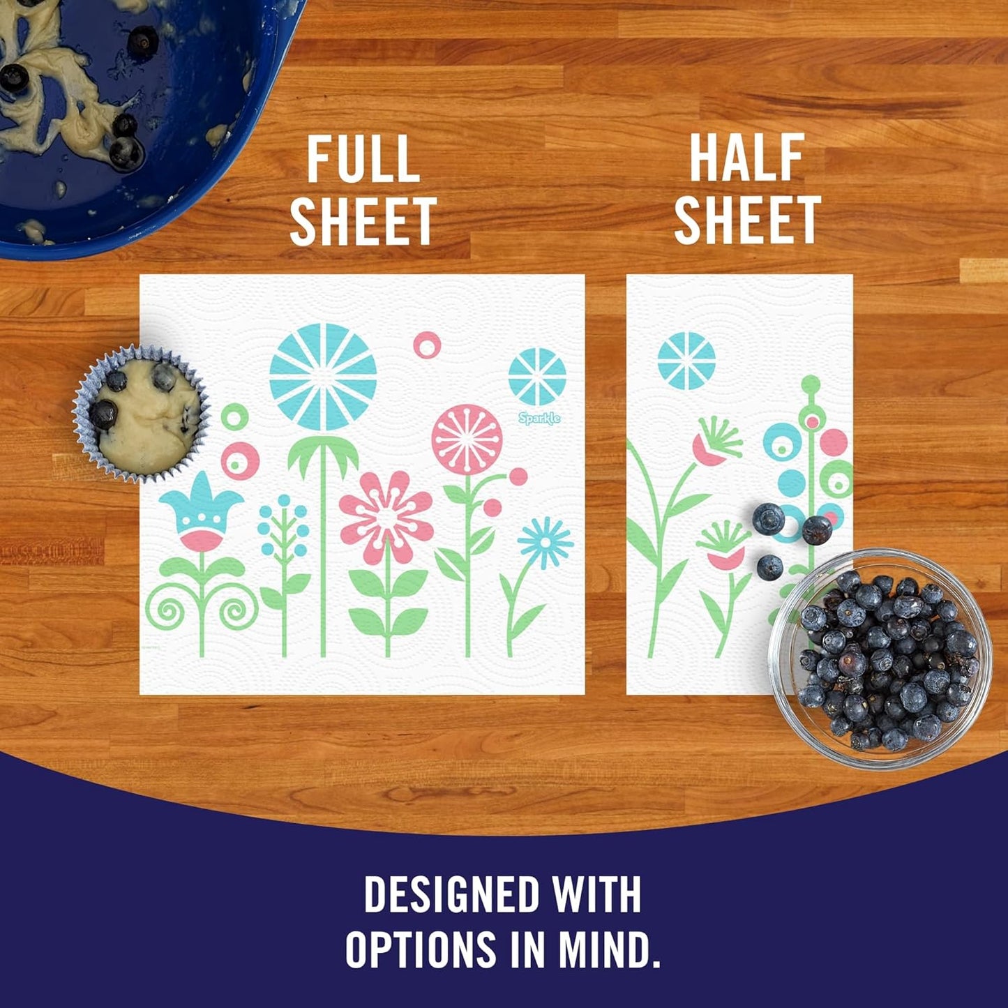 Sparkle Pick-A-Size Paper Towels, Spirited Prints, 6 Double Rolls = 12 Regular Rolls, Everyday Value Paper Towel With Full And Half Sheets - Rayz Mart