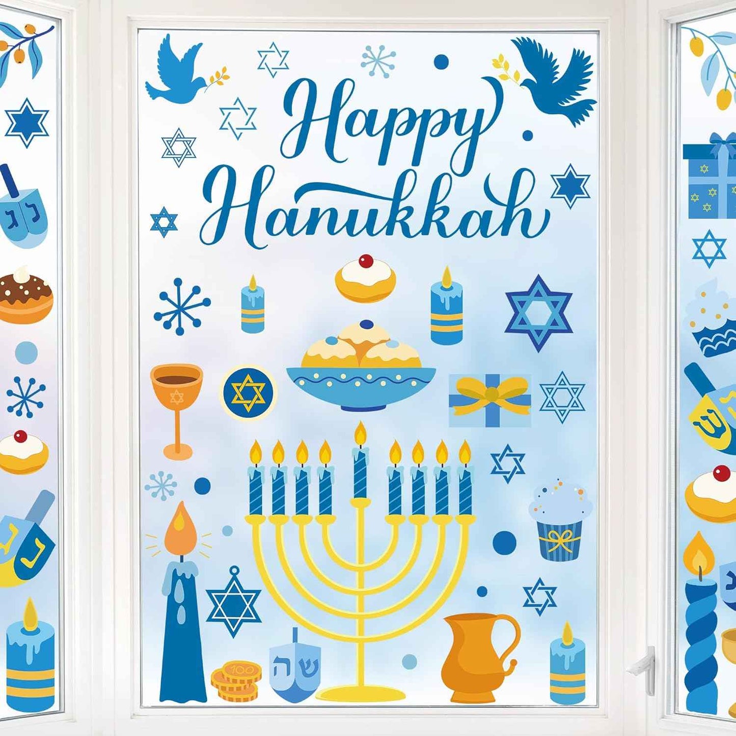 116PCS Christmas Decorations, 9 Sheets Christmas Window Clings, Snowflake Window Clings Decals, Double Sided Xmas Snowflake Decal Stickers for Winter Holiday Home Indoor Decorations Decor Supplies