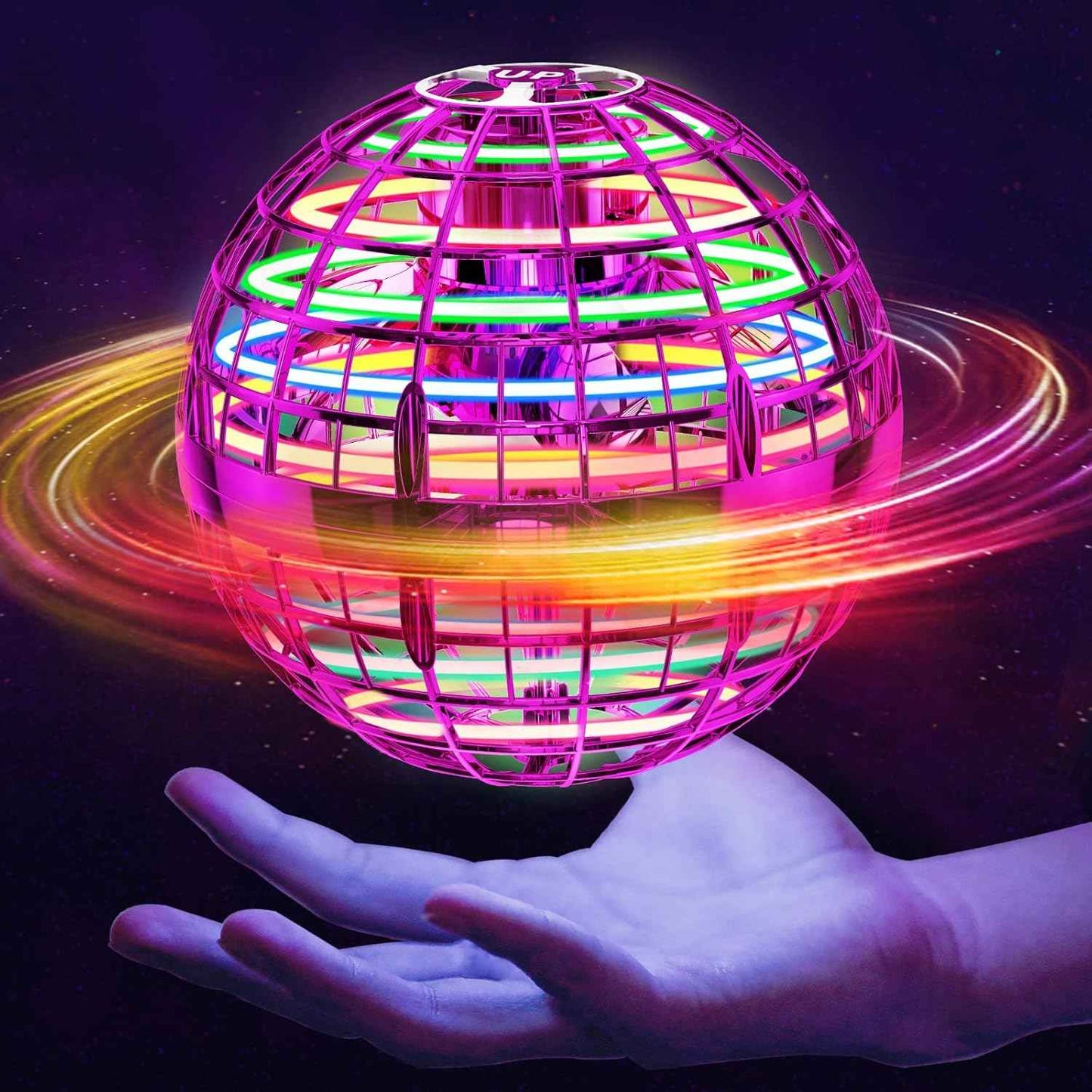 Flying Orb Ball (Blue, 2025 Upgraded) with Dazzling Lights, Magic Hover Spinner, Cool Boomerang Drone, Floating Cosmic Globe, Kids Toys Gifts for 6 7 8 9 10 Year Old Boys Girls