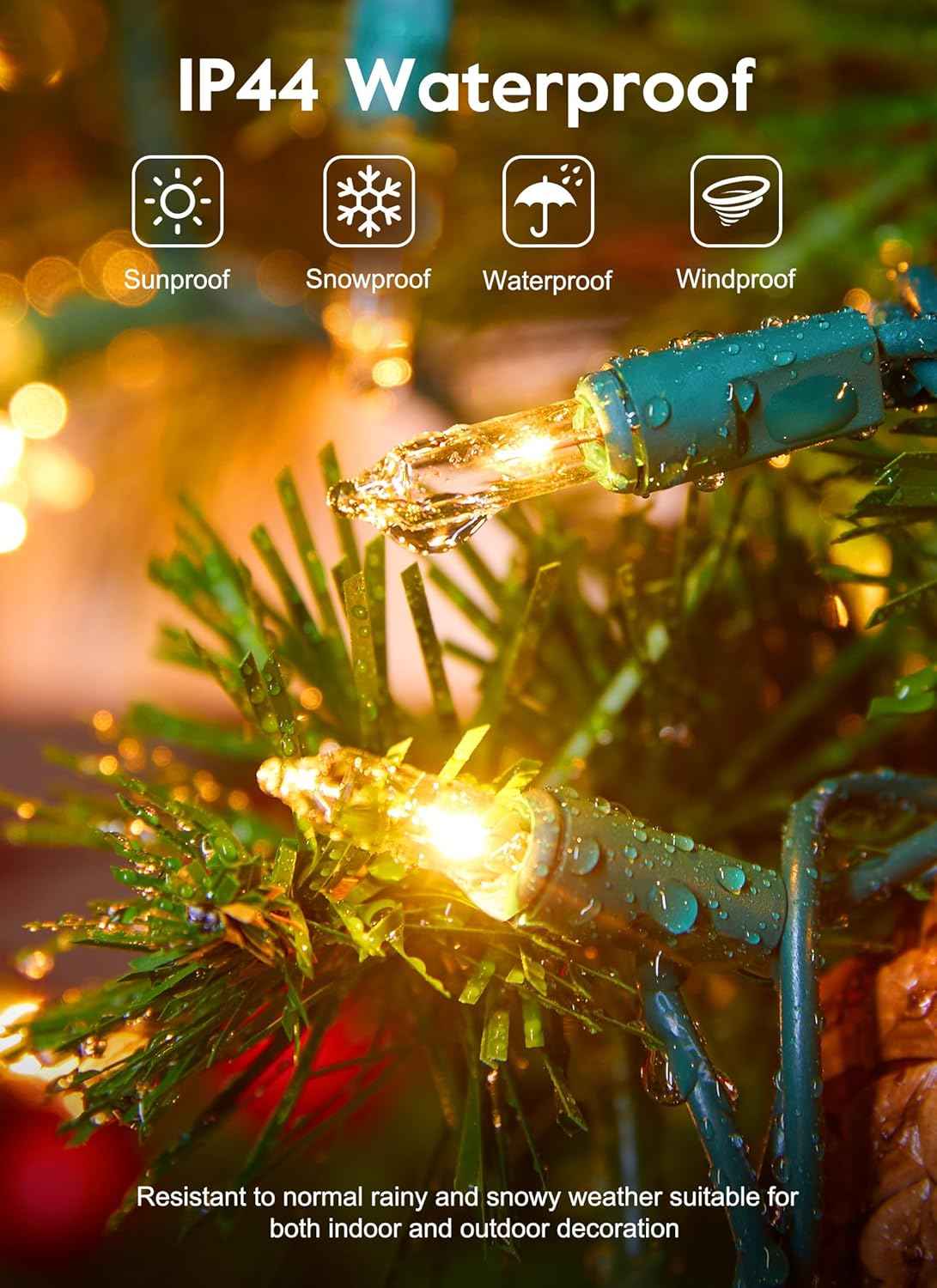 Clear Christmas String Lights 50 Count 12 Feet Incandescent Bulb Mini Lights for Indoor Outdoor Xmas Tree Garland Birthday Wedding Party Festival Decoration, Green Wire