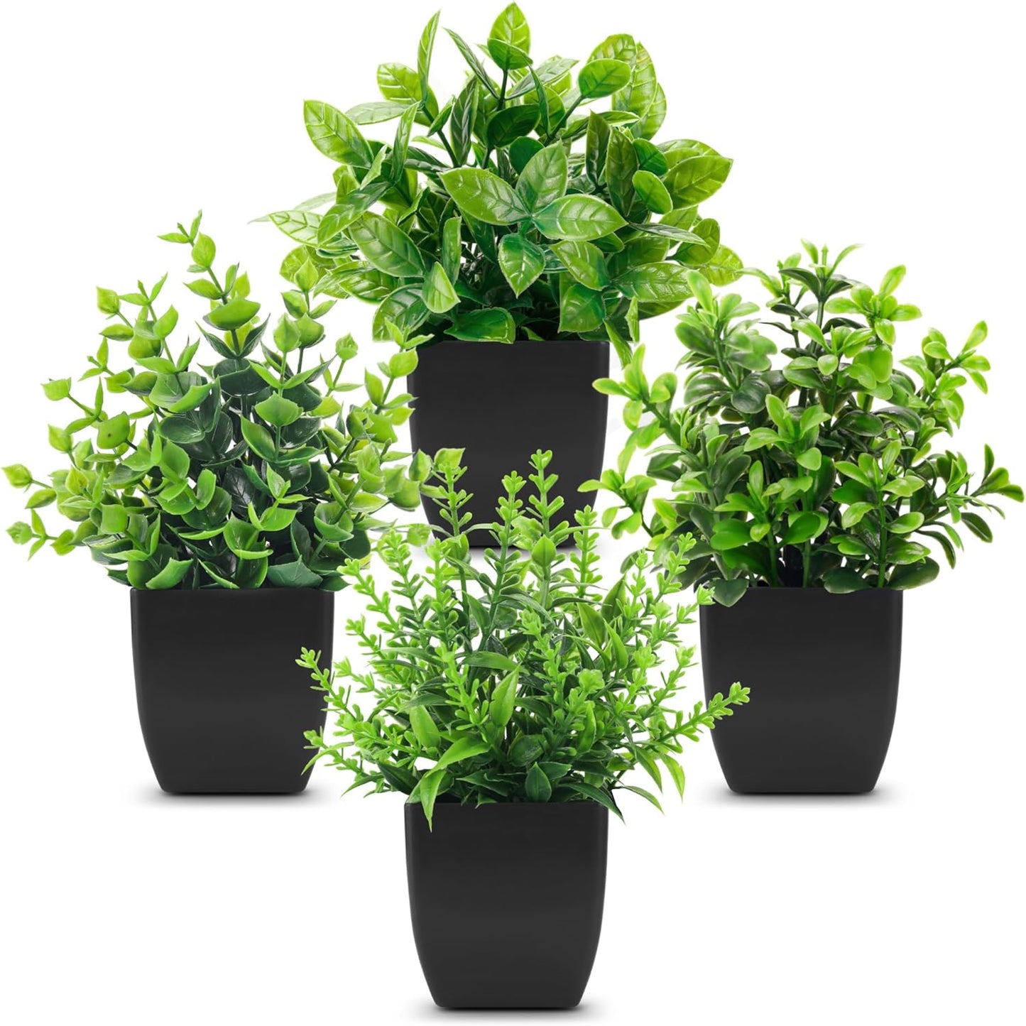 Der Rose 4 Pack Fake Plants Mini Artificial Greenery Potted Plants for Home Decor Indoor Office Table Room Farmhouse Bathroom Decor