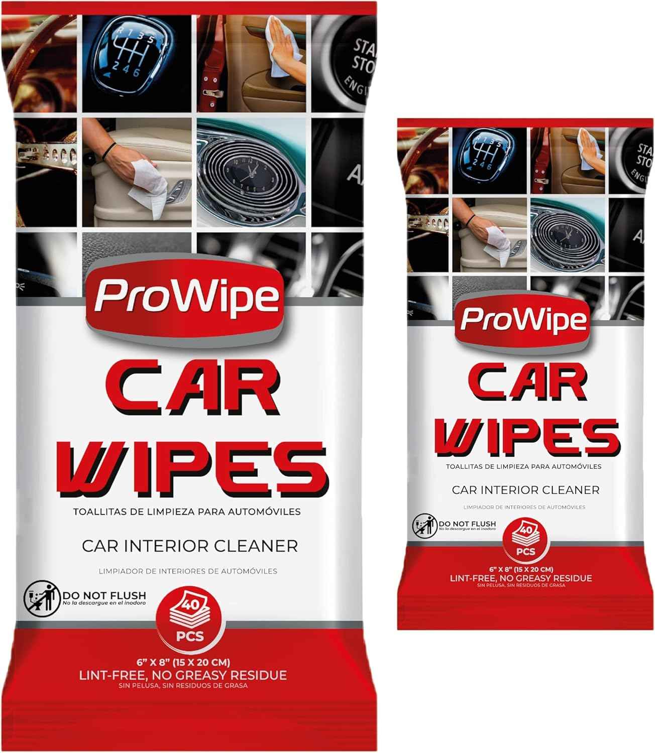 Car Cleaning Wipes - Car Interior Cleaner, Dashboard Cleaner, 1x40 Count Residue-Free Wipes for Interior Surfaces, From Dashboard to Leather Seats, Must Have Accessories
