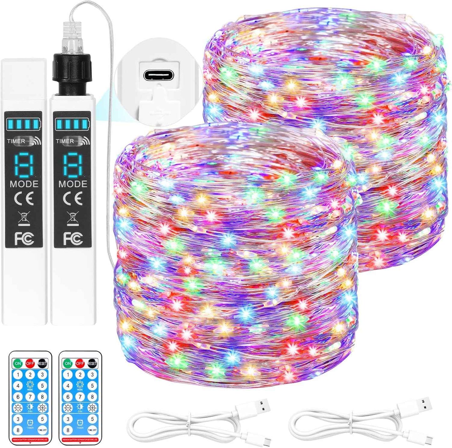 Lakumu LED Fairy Lights Battery Operated, Rechargeable Twinkle Lights with Timer, Mini LED String Lights for Bedroom, Christmas Decorations, Wedding, Centerpiece Table Decor (5M/16FT Warm White)