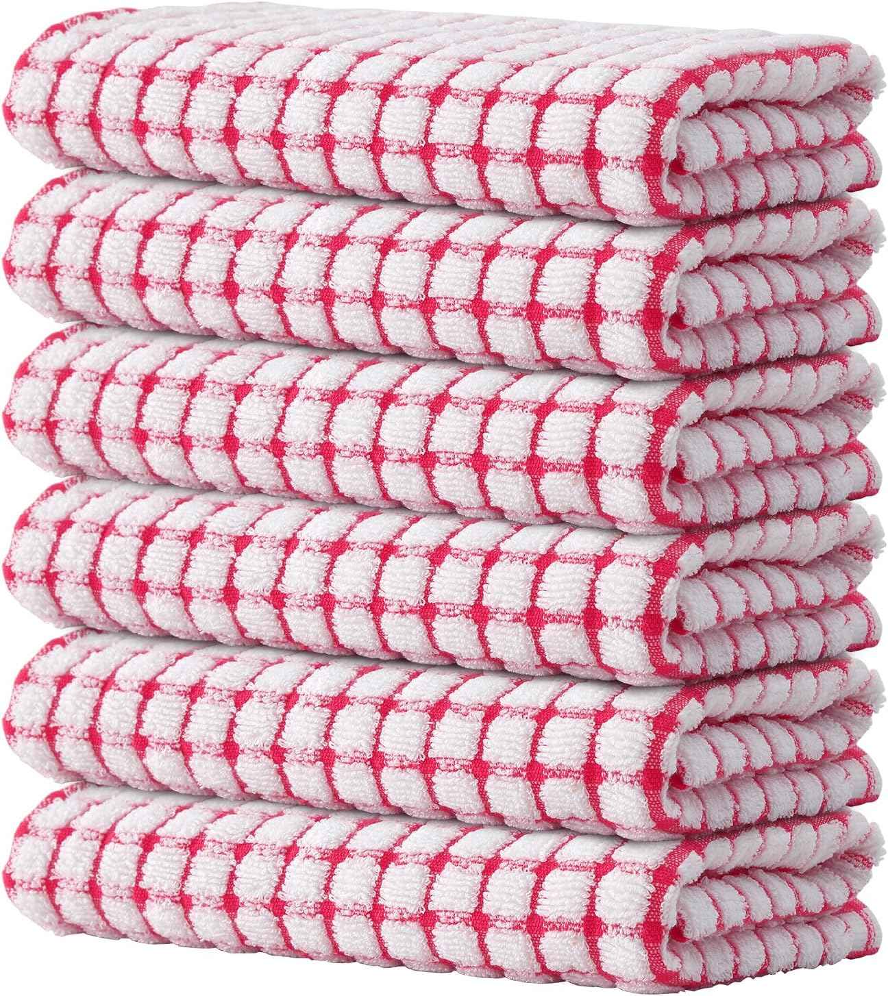 Kitinjoy Cotton 8 Pack Terry Kitchen Dish Cloths, 12 x 12 Inches Super Soft and Absorbent Dish Rags, Quick Drying Dish Towels for Washing Dishes, Mixed Color