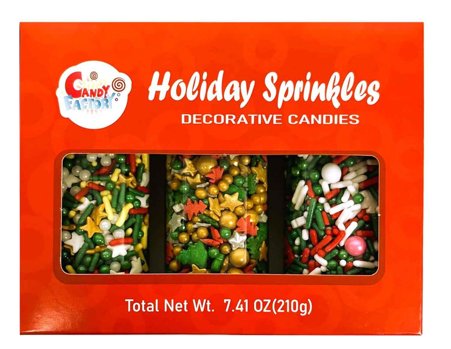 Holiday Sprinkles Set 12 Count 11.85 Oz Different Types in Box, Cake - Cookies Sprinkles For Christmas-Party, Kosher,Jimmies, Stars, Nonpareils and more