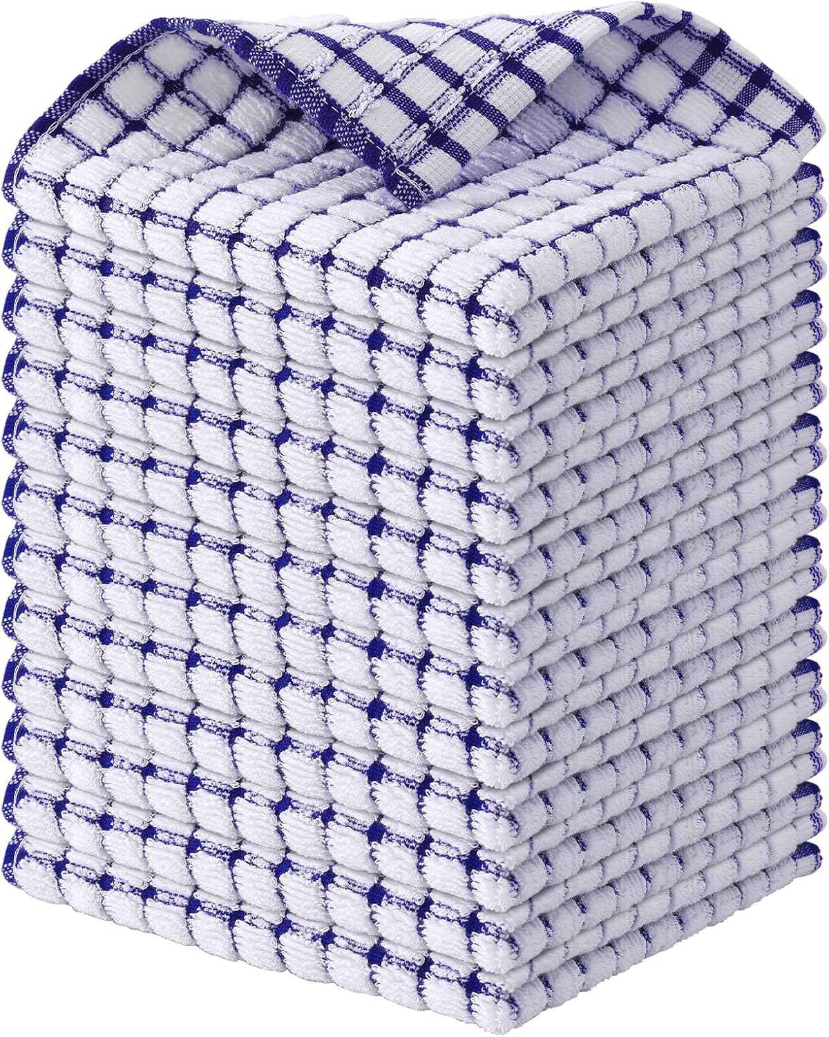 Kitinjoy Cotton 8 Pack Terry Kitchen Dish Cloths, 12 x 12 Inches Super Soft and Absorbent Dish Rags, Quick Drying Dish Towels for Washing Dishes, Mixed Color
