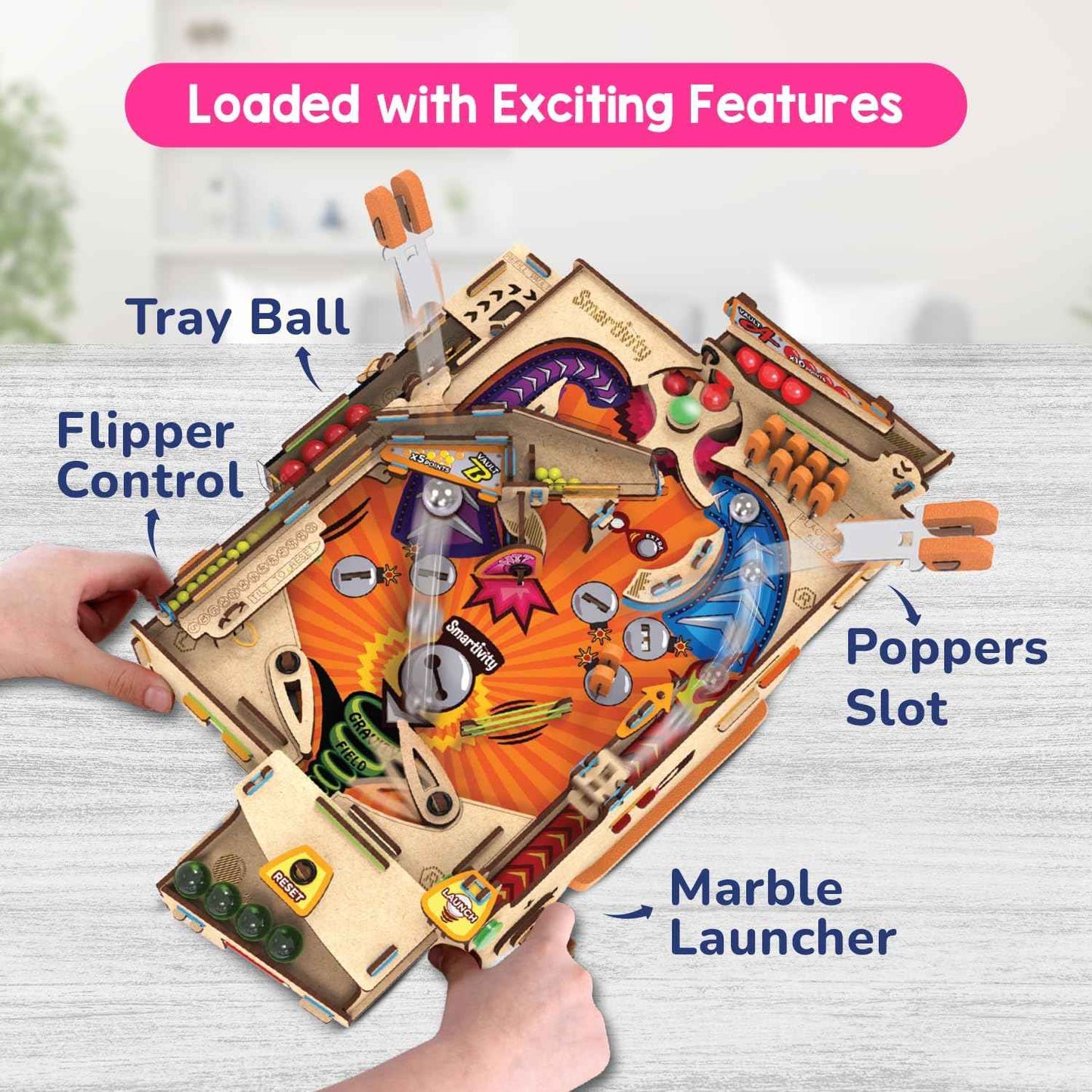 Smartivity DIY Pinball Machine for Kids 8-14 Years Old | Global Award Winning Arcade Game | Build Your Own Pinball I Birthday Gift for Smart Kids | STEM Toy for Boys & Girls