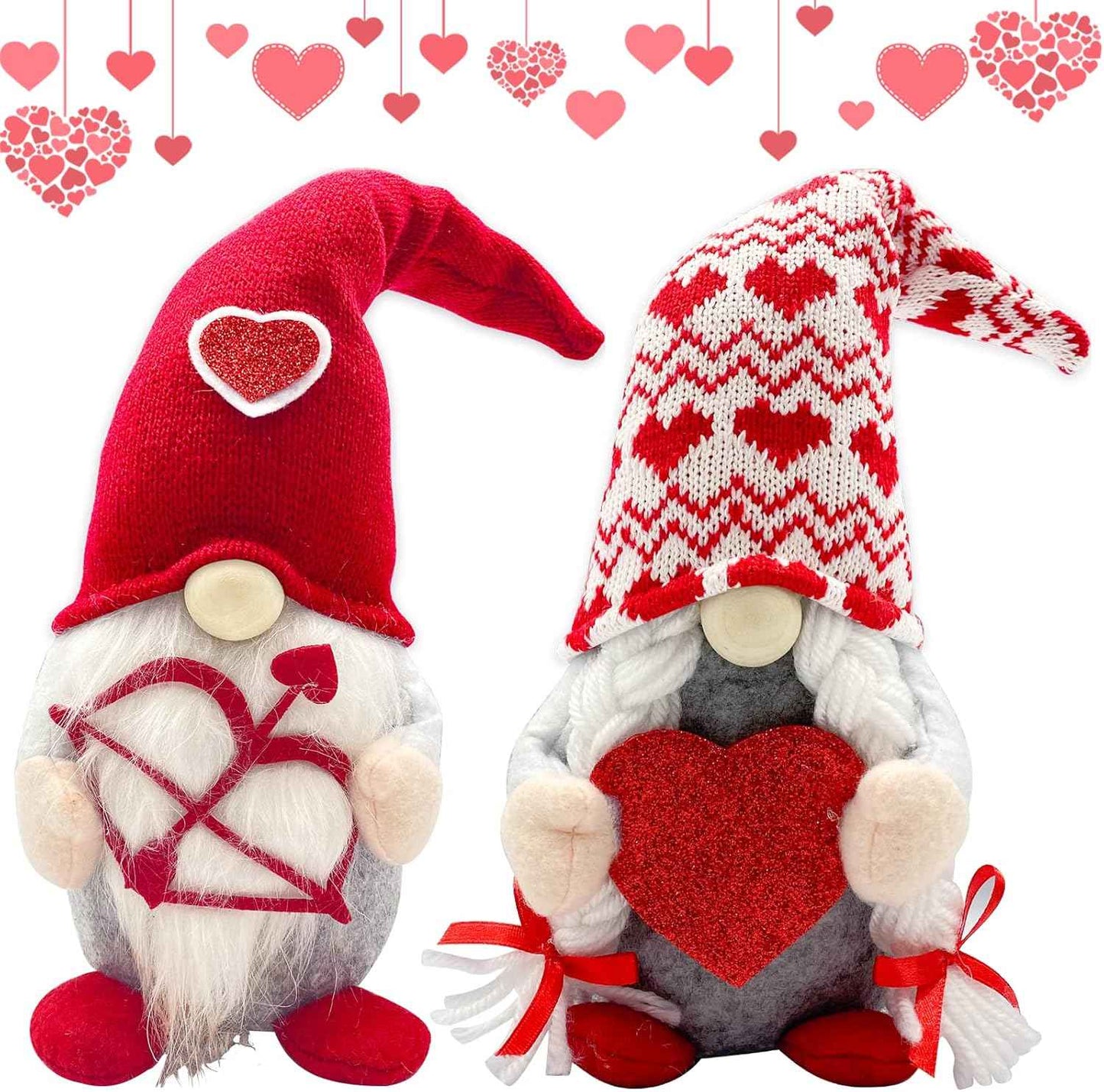 Valentines Day Decor - Valentines Day Decorations - Red Valentine Couple Plush Gnomes Decorations for Home, Indoor, Office - Valentine Gifts for Her, Girls - Romantic Anniversary Vday Gift