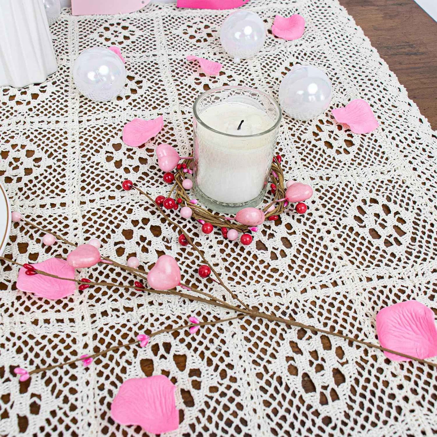 J'FLORU Valentine's Day Gifts Valentines Day Decorations 24 Pack Pink Heart Shaped Berry Picks with Red Berries for Valentines Day Wedding Candlelight Dinner Anniversary