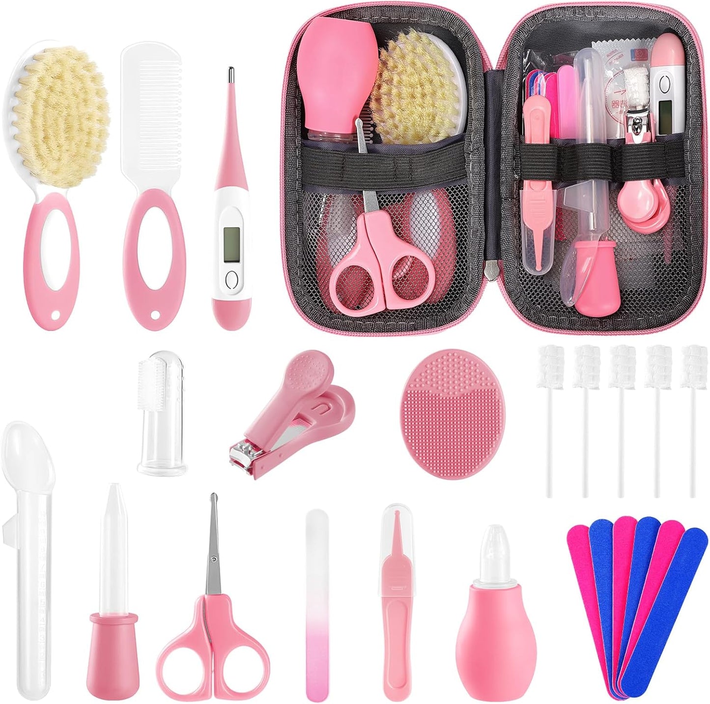 Baby Healthcare and Grooming Kit for Newborn Kids, 24PCS Upgraded Safety Baby Care Kit, Newborn Nursery Health Care Set, Baby Care Product (Grey White)
