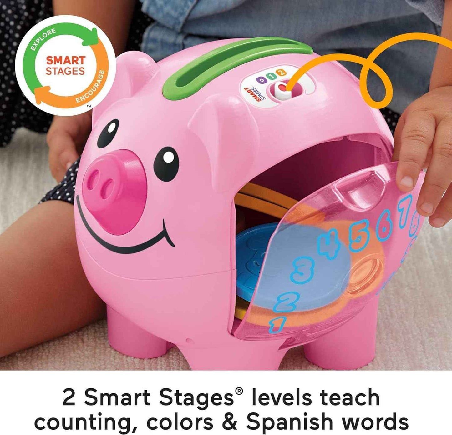 Fisher-Price Baby & Toddler Toy Laugh & Learn Smart Stages Piggy Bank with Educational Songs & Phrases for Infants Ages 6+ Months (Amazon Exclusive)